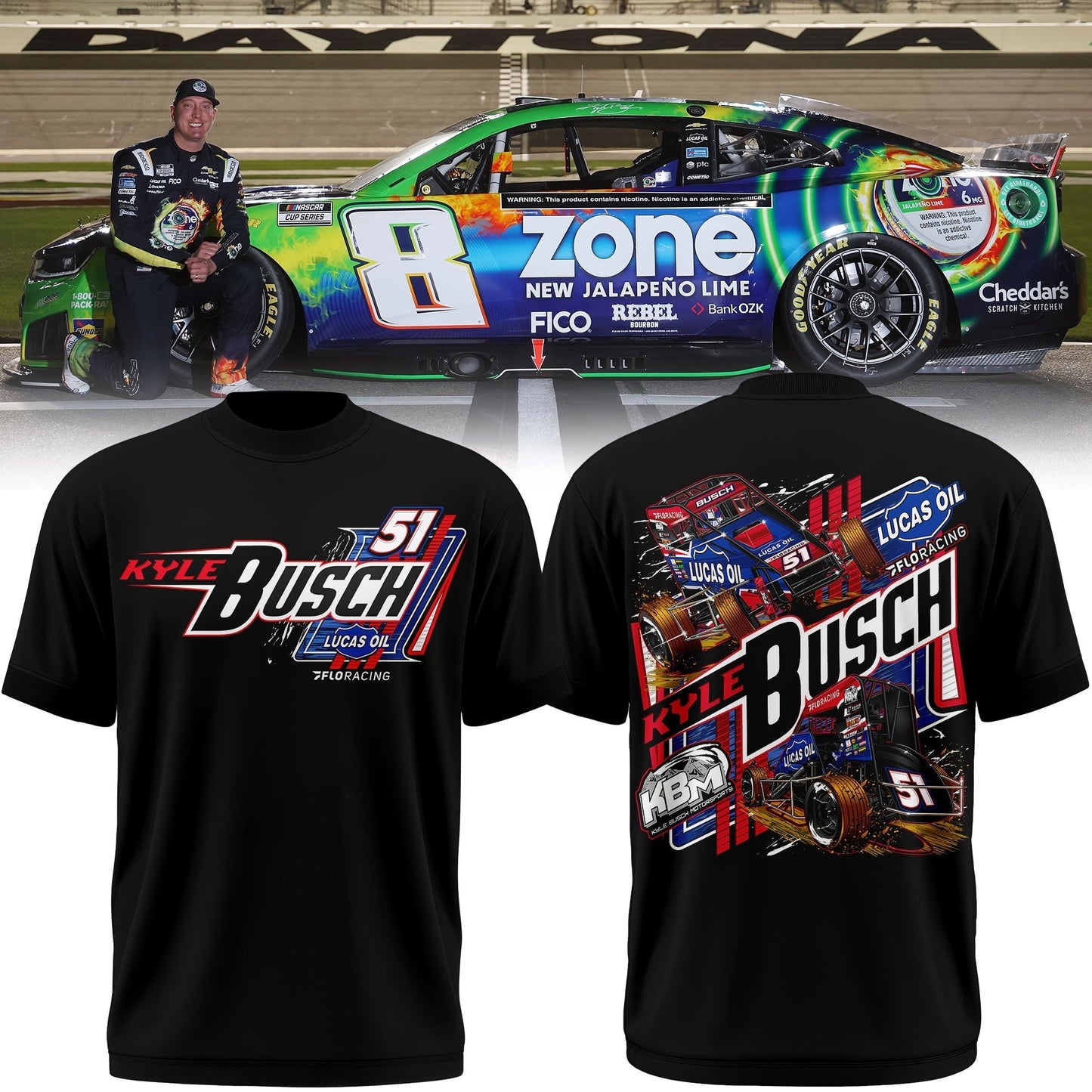 Kyle Busch #51 LUCAS/FLO BLK Midget Shirt | XV95