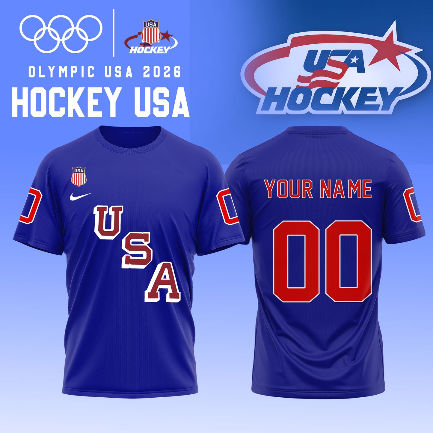 USA 2026 Olympic Hockey T-Shirt Limited Edition Blue