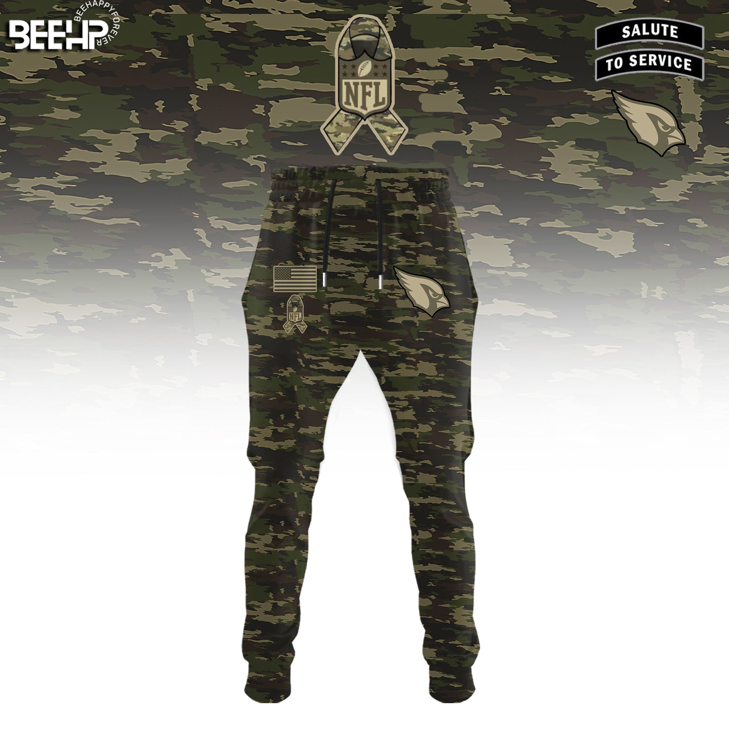 Arizona Cardinals Camo 2025 Salute to Service Hoodie, Jogger And Cap Combo