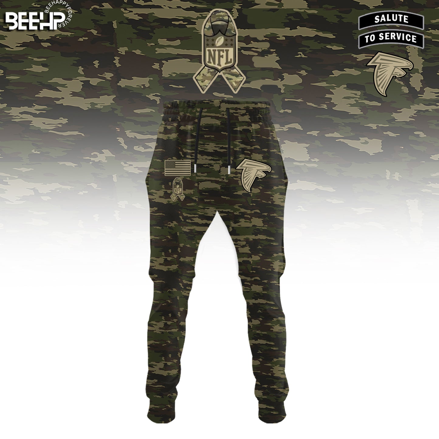 Atlanta Falcons Camo 2025 Salute to Service Hoodie, Jogger And Cap Combo
