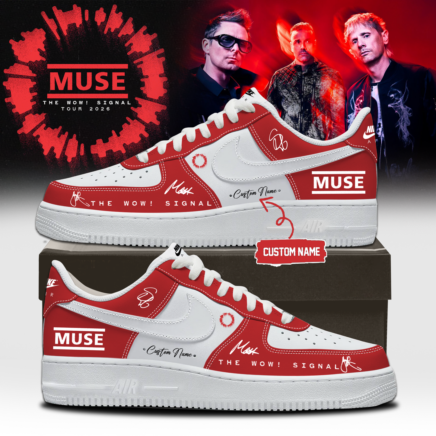 Muse The Wow! Signal Tour 2026 Limited Edition Signature Shoes 6 - Limited Release Fan Sneakers