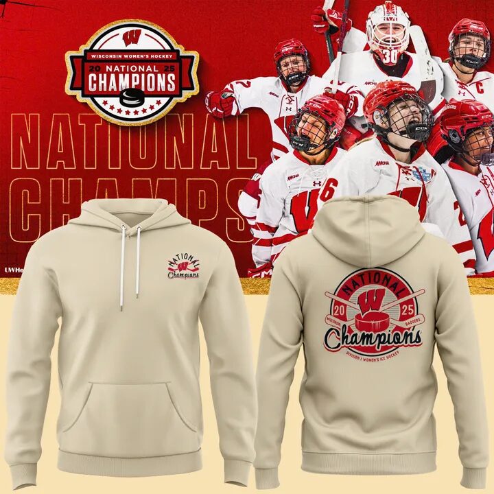 Wisconsin Badgers 2025 Women's Hockey Tournament Champions Hoodie