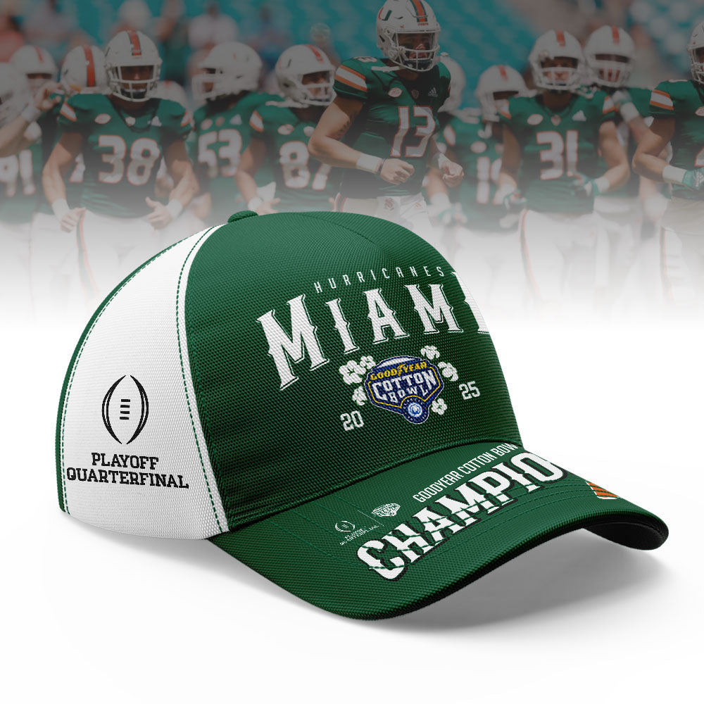 Miami Hurricanes NCAA 2025-2026 Goodyear Cotton Bowl Classic Champions Quarter Zipper Hoodie