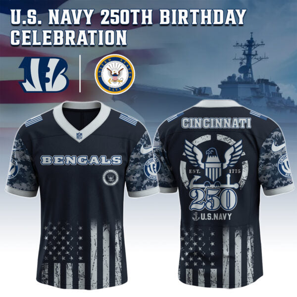 Cincinnati Bengals x U.S. NAVY 250TH Birthday Special Edition Jersey - Tycheco