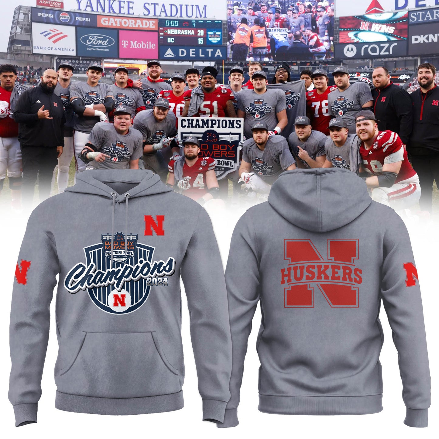 2025 Nebraska Cornhuskers Premium Merch - Nebraska Football Pinstripe Bowl Limited Hoodie