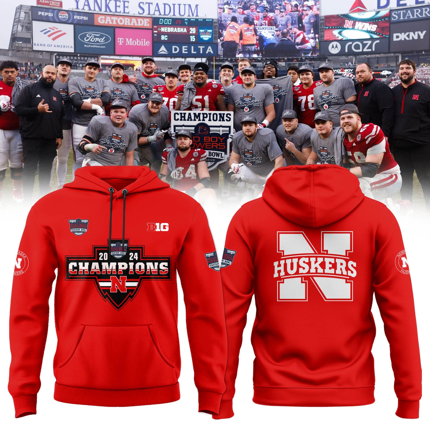 2025 Nebraska Cornhuskers Premium Merch - Nebraska Football Pinstripe Bowl Limited Hoodie