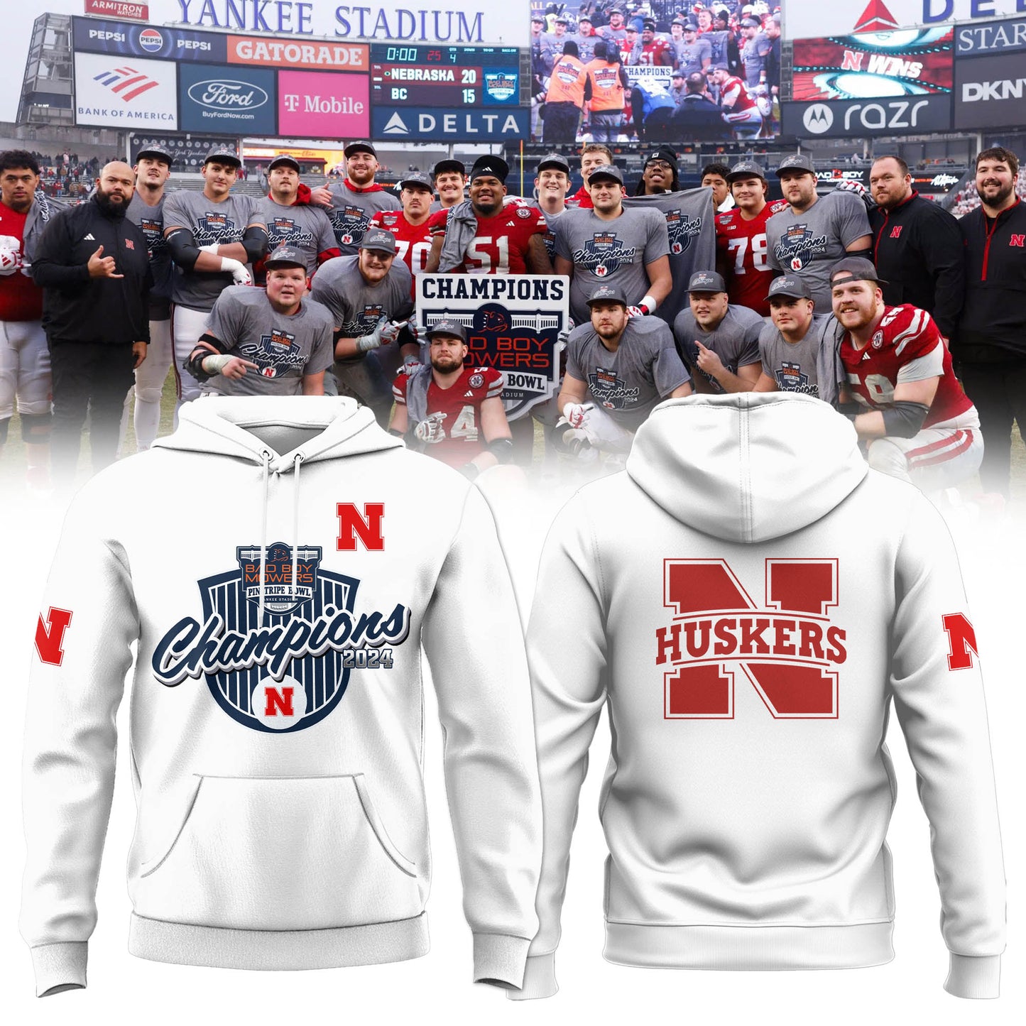 2025 Nebraska Cornhuskers Premium Merch - Nebraska Football Pinstripe Bowl Limited Hoodie