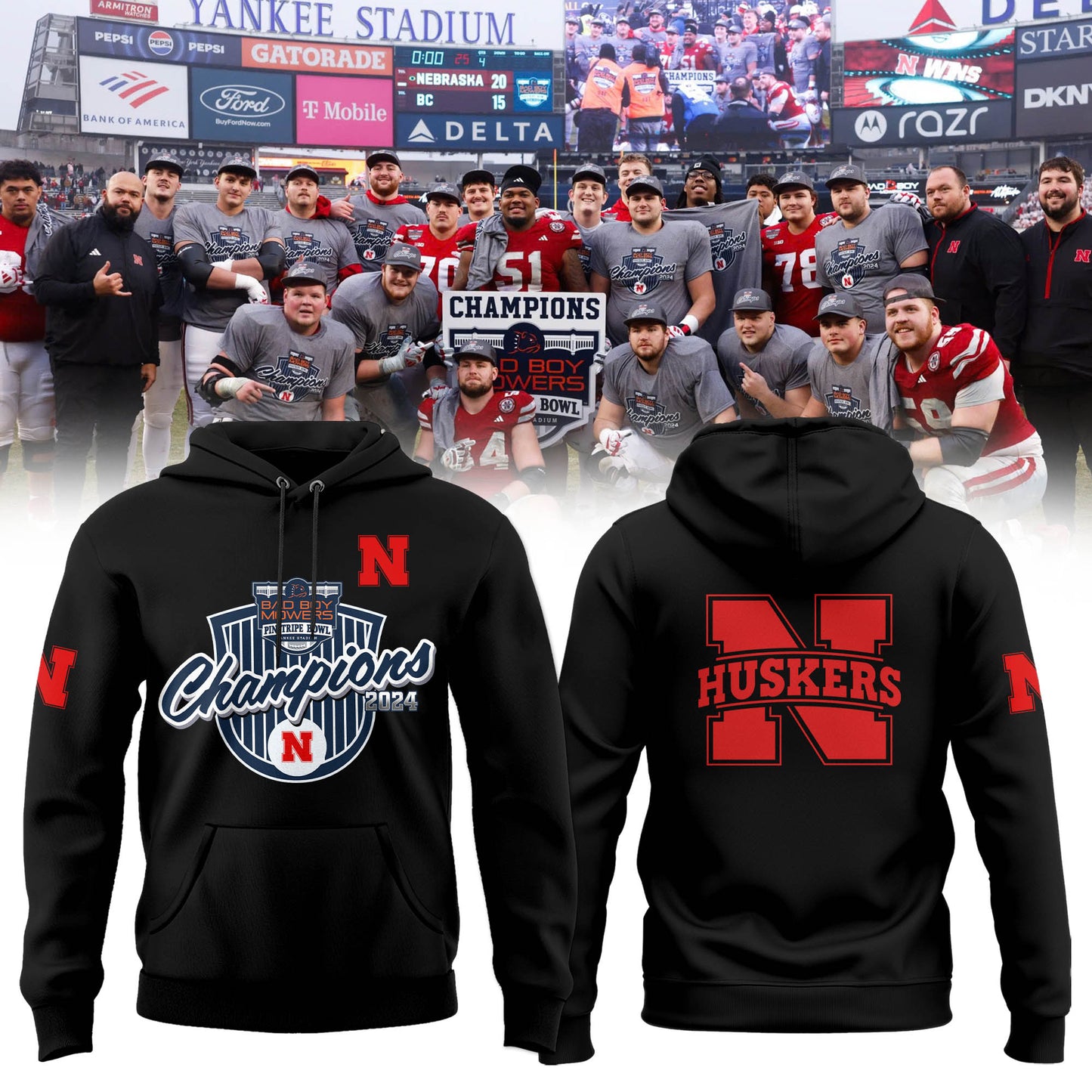2025 Nebraska Cornhuskers Premium Merch - Nebraska Football Pinstripe Bowl Limited Hoodie