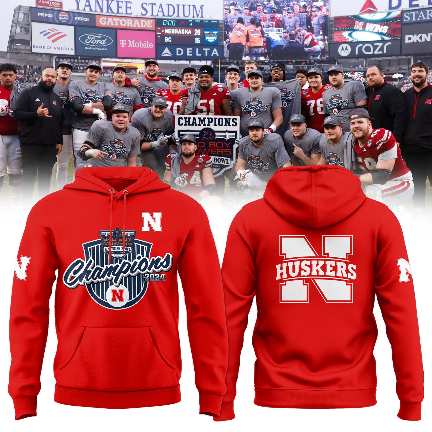2025 Nebraska Cornhuskers Premium Merch - Nebraska Football Pinstripe Bowl Limited Hoodie