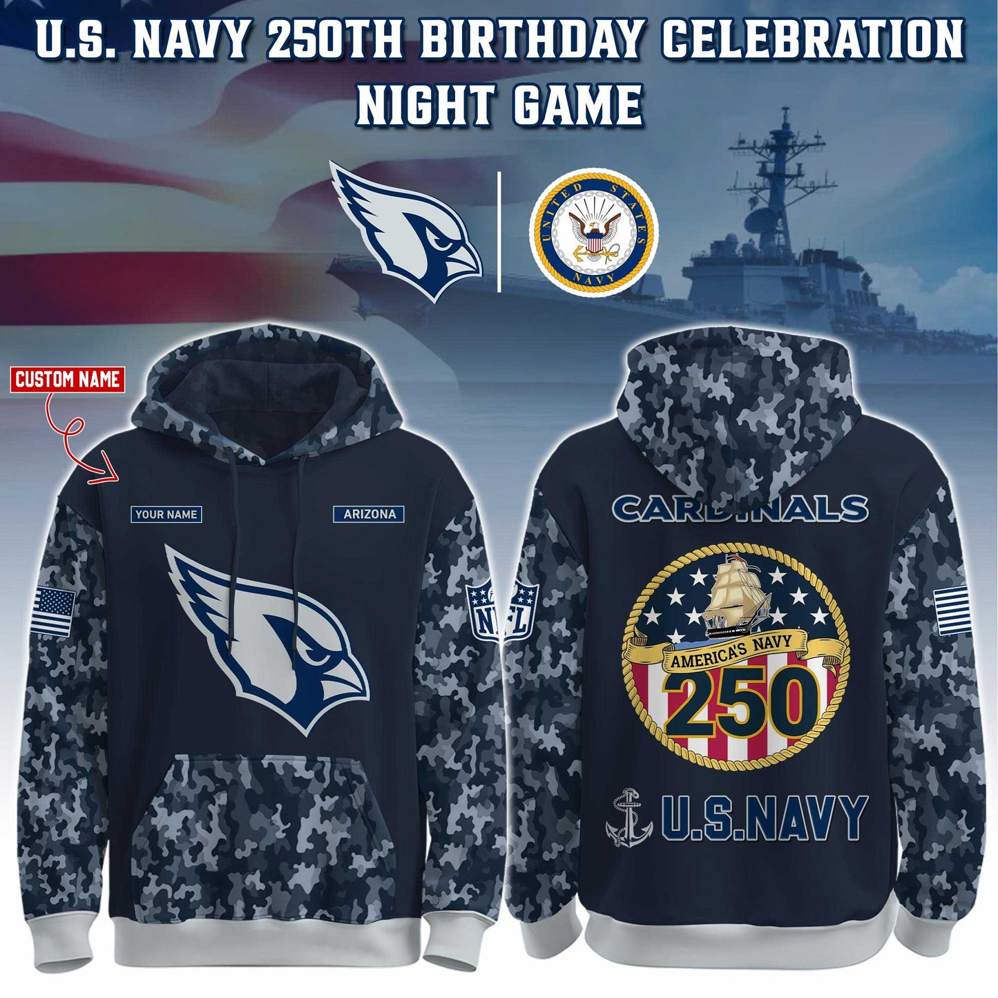 ARI-Navy 250th Birthday Hoodie Limited Edions