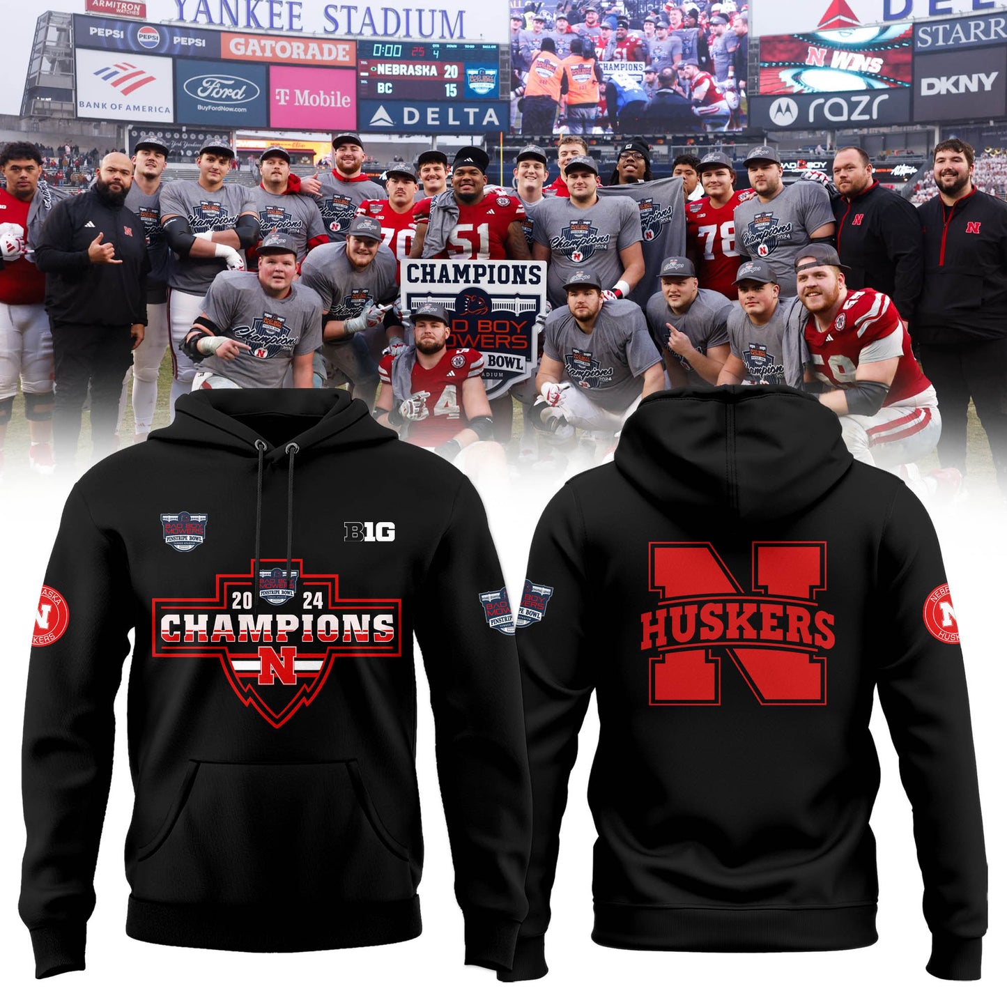 2025 Nebraska Cornhuskers Premium Merch - Nebraska Football Pinstripe Bowl Limited Hoodie