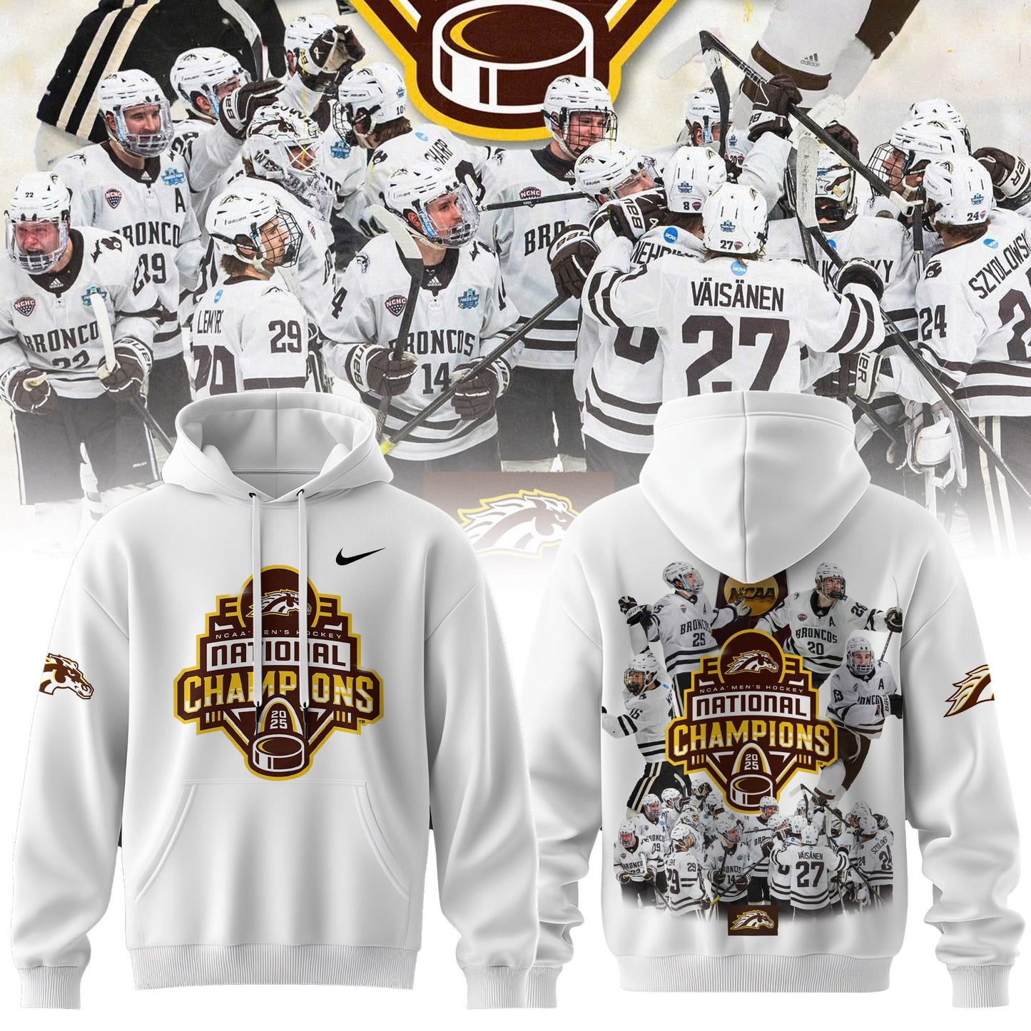 Western Michigan Broncos Men’s Ice Hockey National Champions 2025 Hoodie