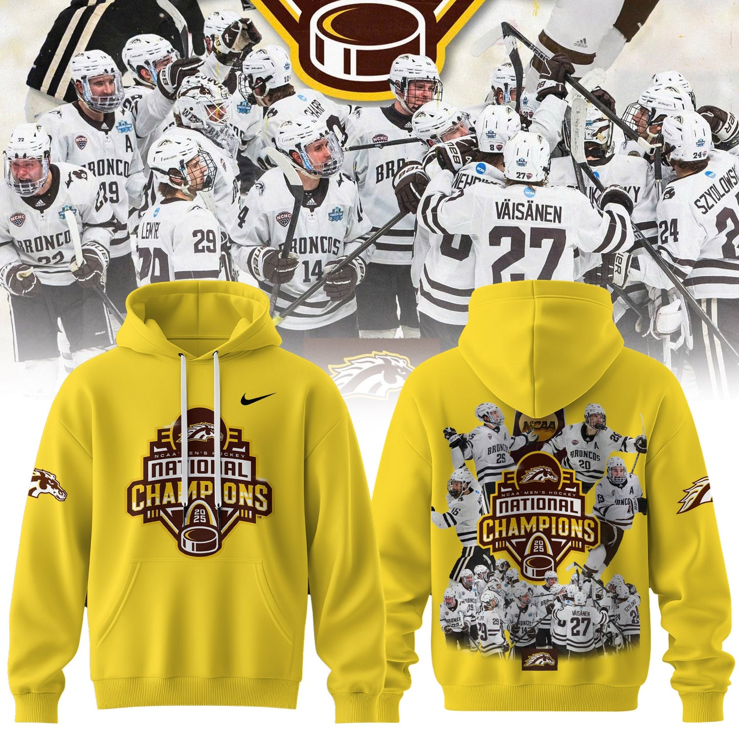 Western Michigan Broncos Men’s Ice Hockey National Champions 2025 Hoodie