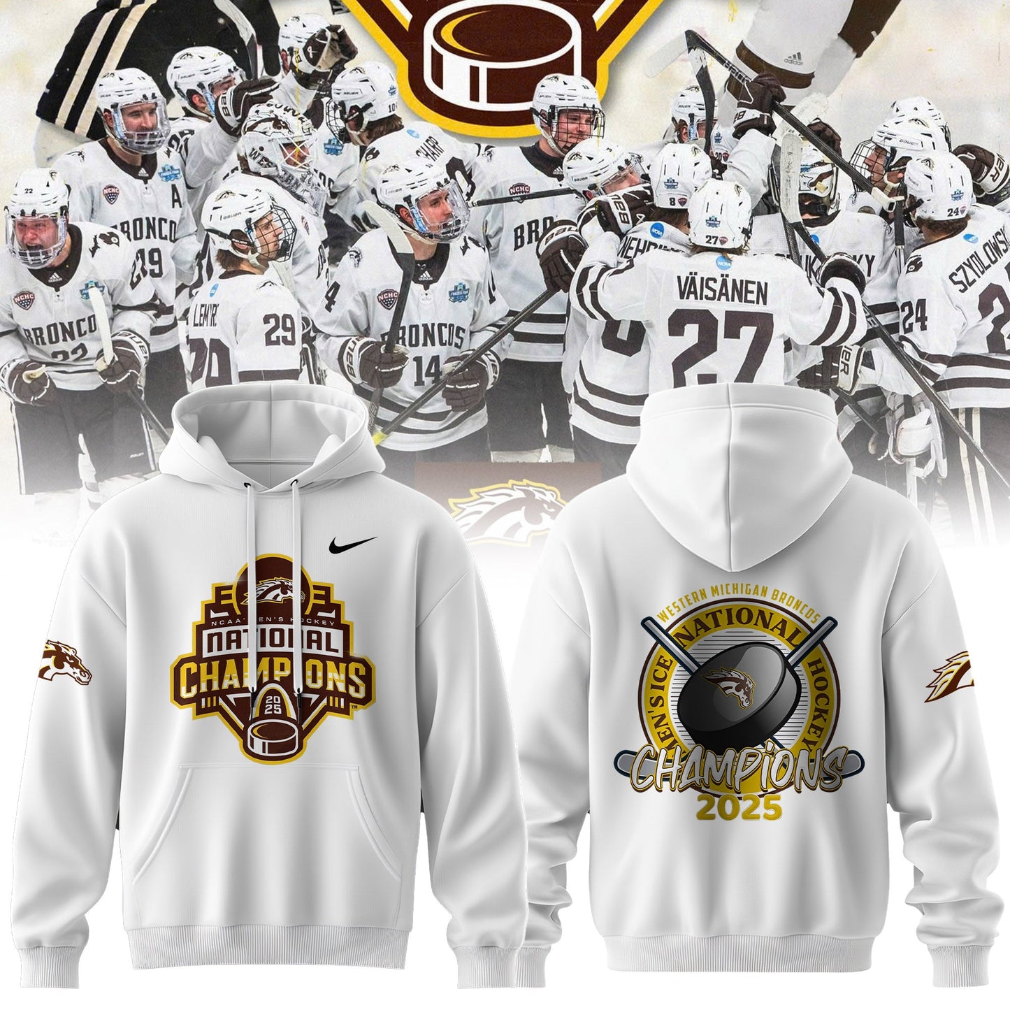 Western Michigan Broncos Men’s Ice Hockey National Champions 2025 Hoodie