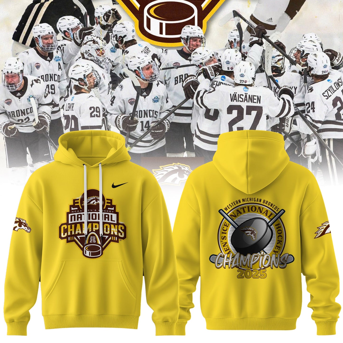 Western Michigan Broncos Men’s Ice Hockey National Champions 2025 Hoodie