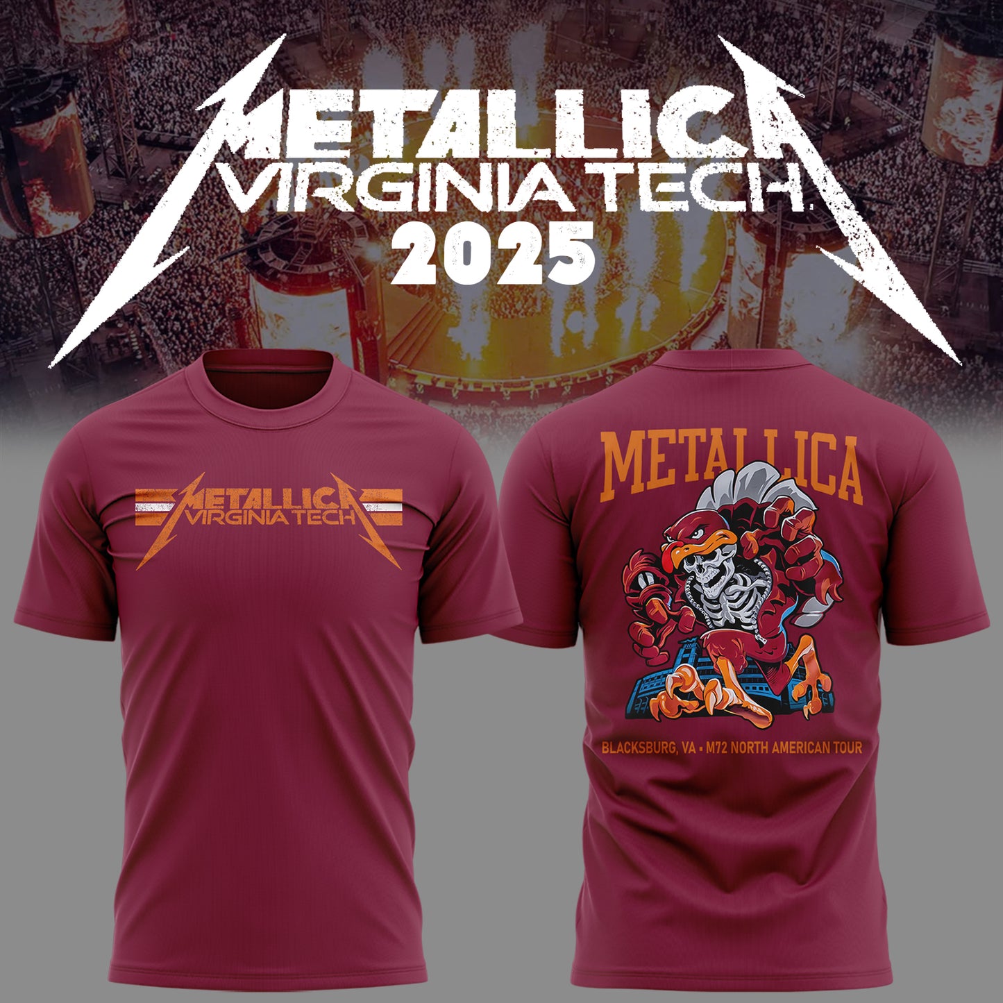 Virginia Tech Music Concert Maroon T-Shirt - Exit Light Enter Night Shirt