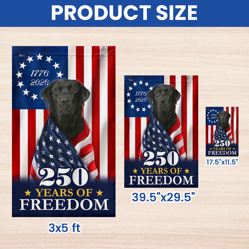 250 Years 1776 2026 Patriotic Black Labrador Retriever American Flag