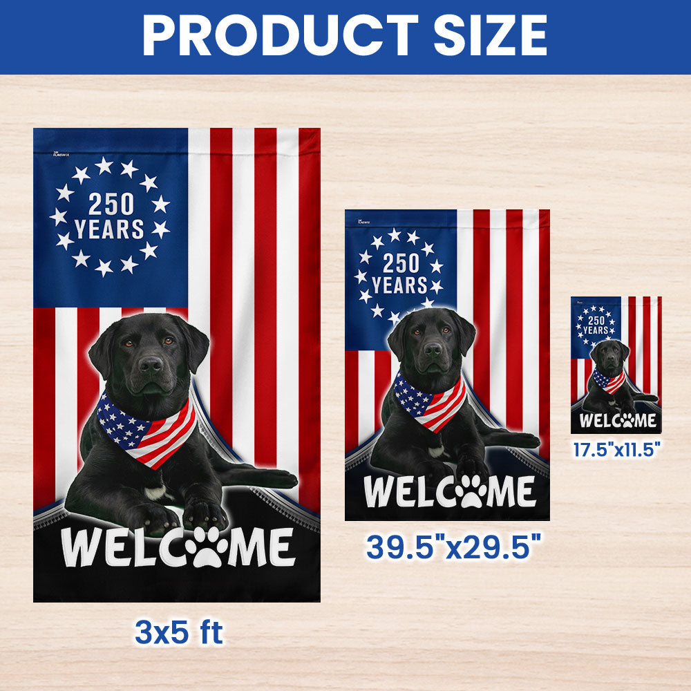 Patriotic Welcome Dog Garden Flag, 250 Years Labrador Retriever Betsy Ross Flag Decor