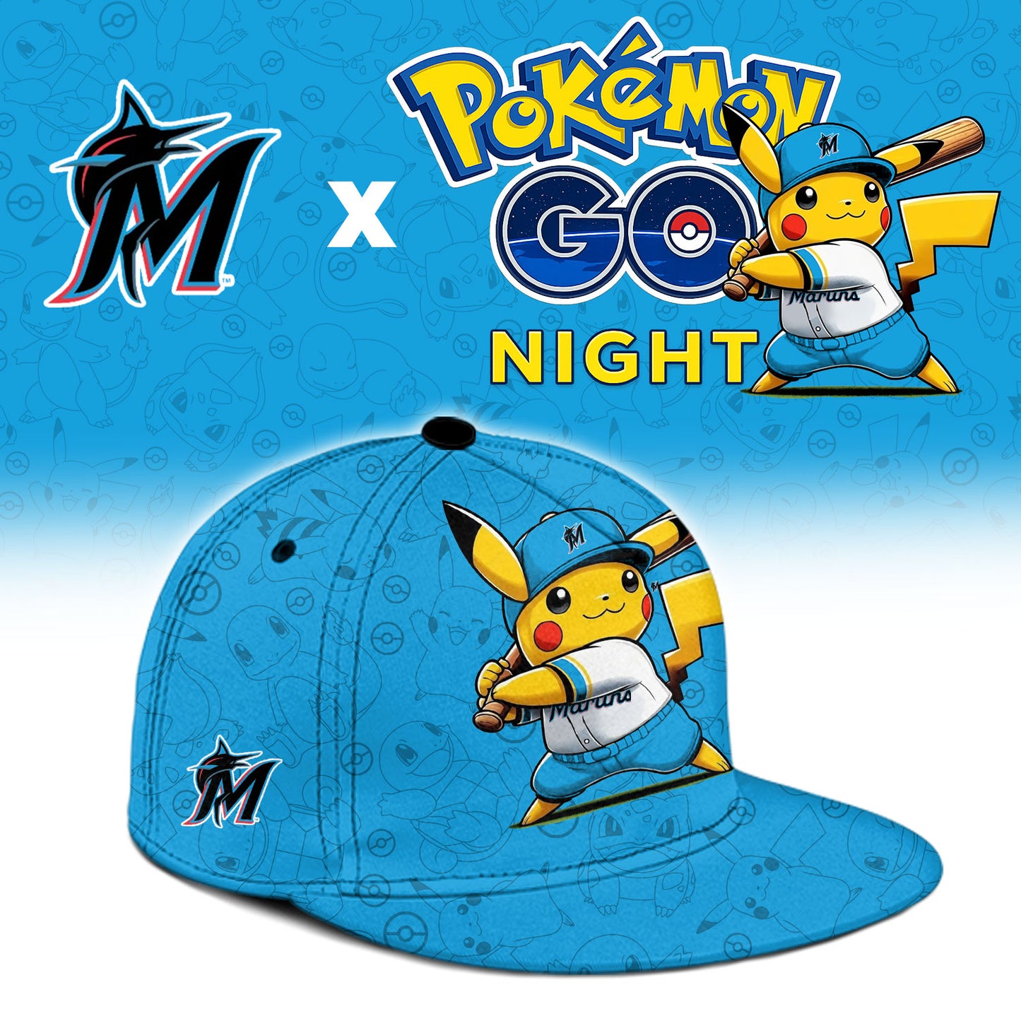 Miami Marlins Pokemon GO Night Limited Baseball Jersey