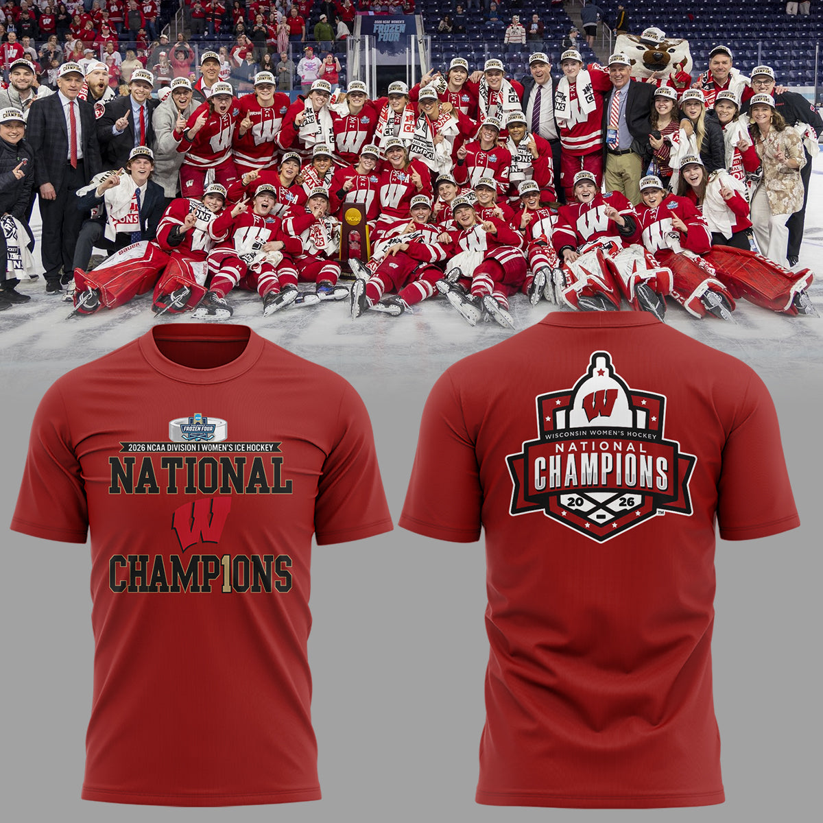 Limited Edition Wisconsin Badgers 2026 Women’s Hockey National Champions🏆 Shirt