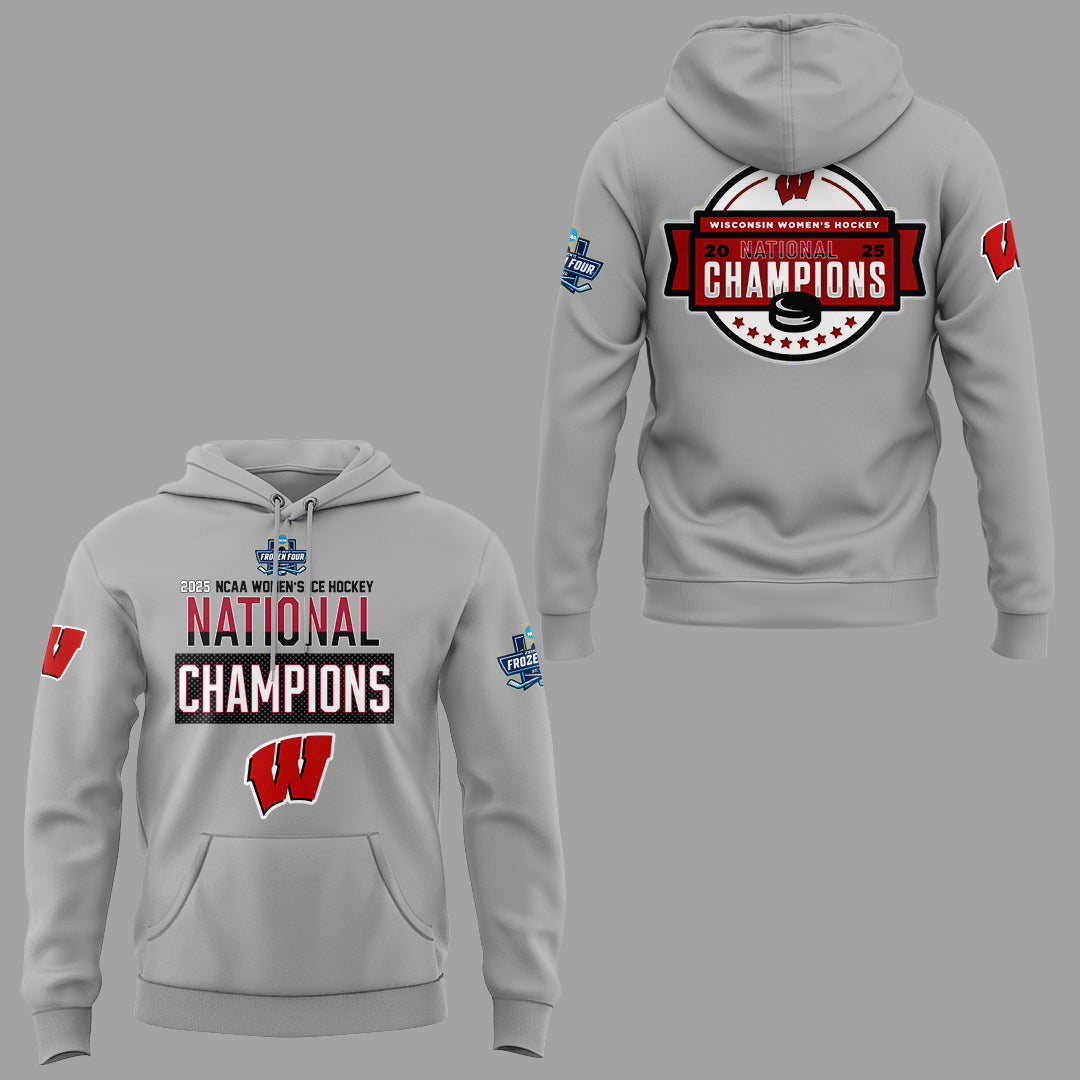 Wisconsin Badgers 2025 Women's Hockey Tournament Champions Hoodie