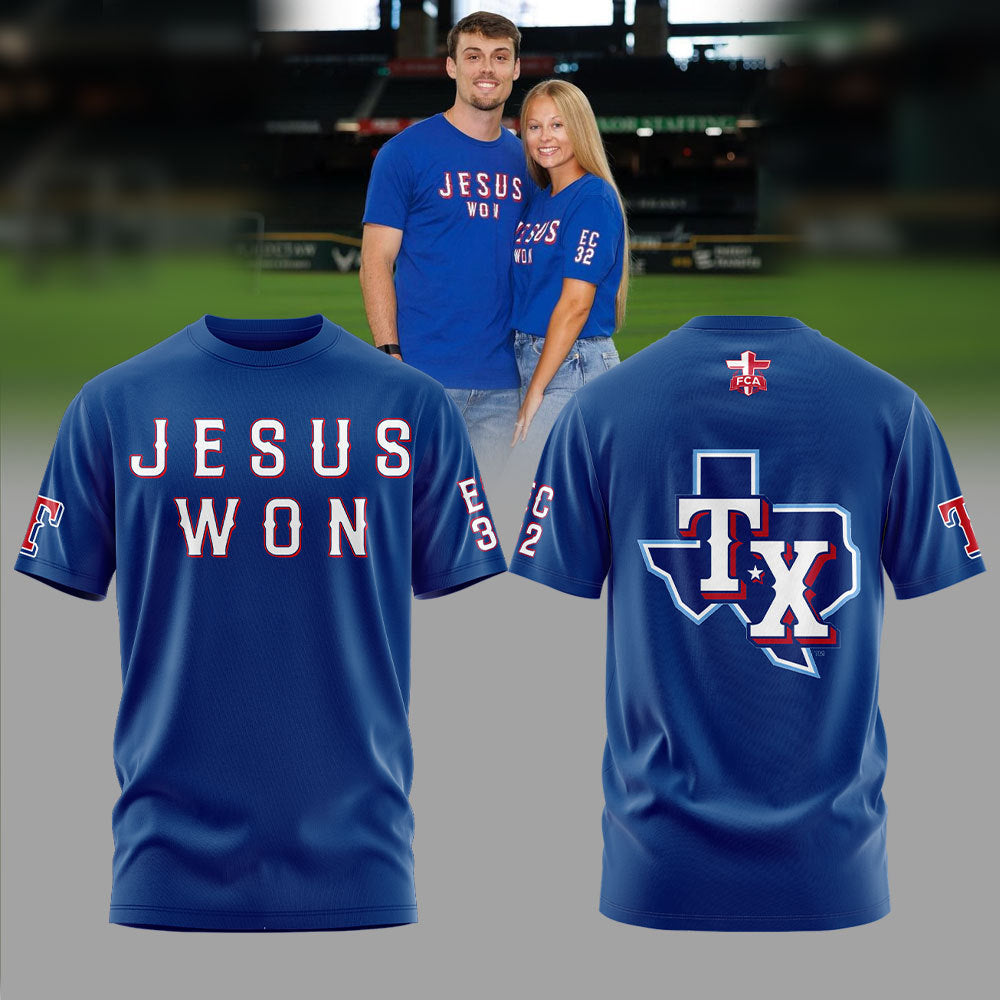 Evan Carter Texas Rangers Wear Jesus Won T-Shirt