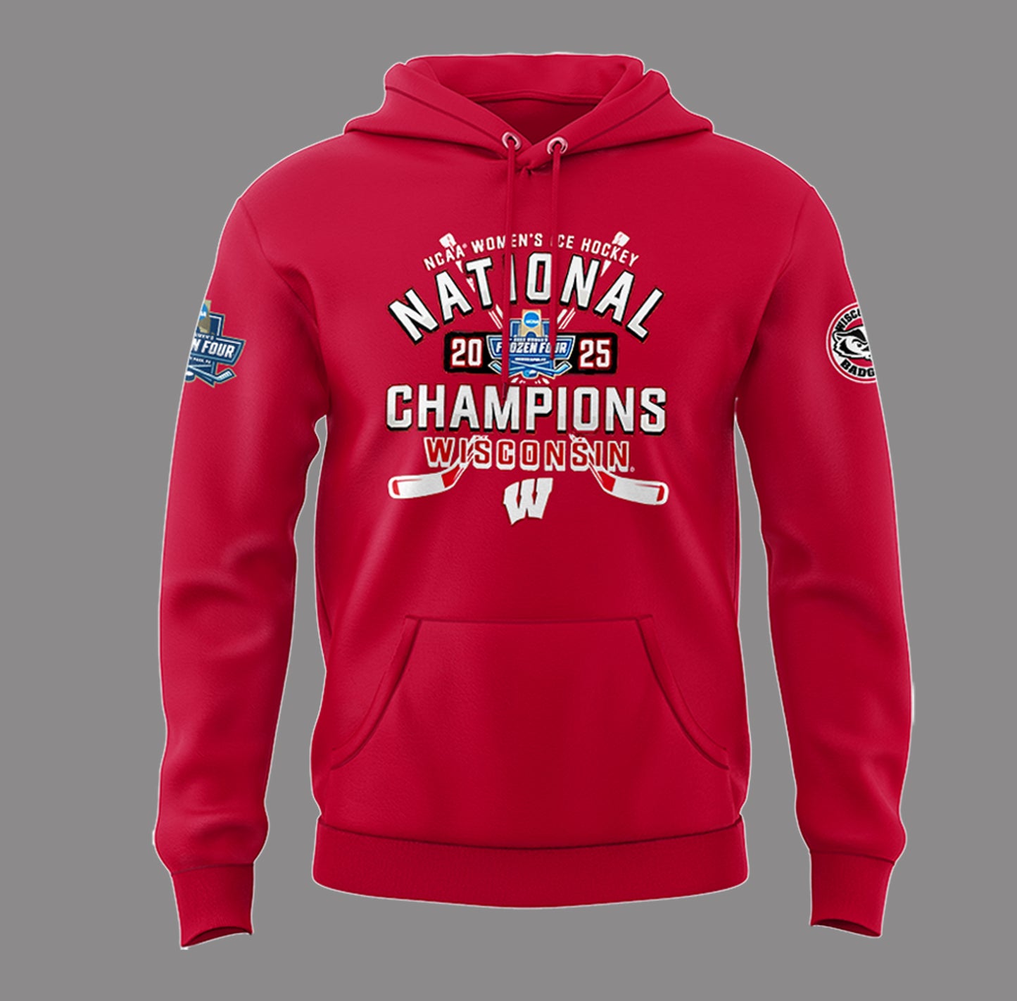 Wisconsin Badgers 2025 Women's Hockey Tournament Champions Hoodie