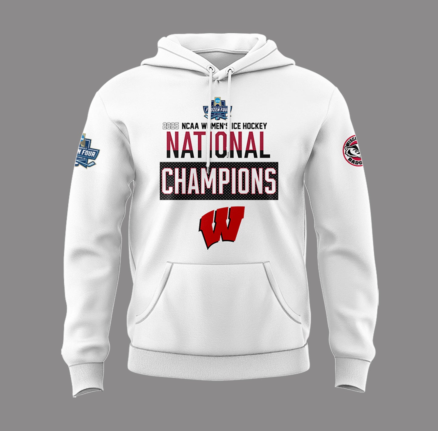 Wisconsin Badgers 2025 Women's Hockey Tournament Champions Hoodie-PA03242508