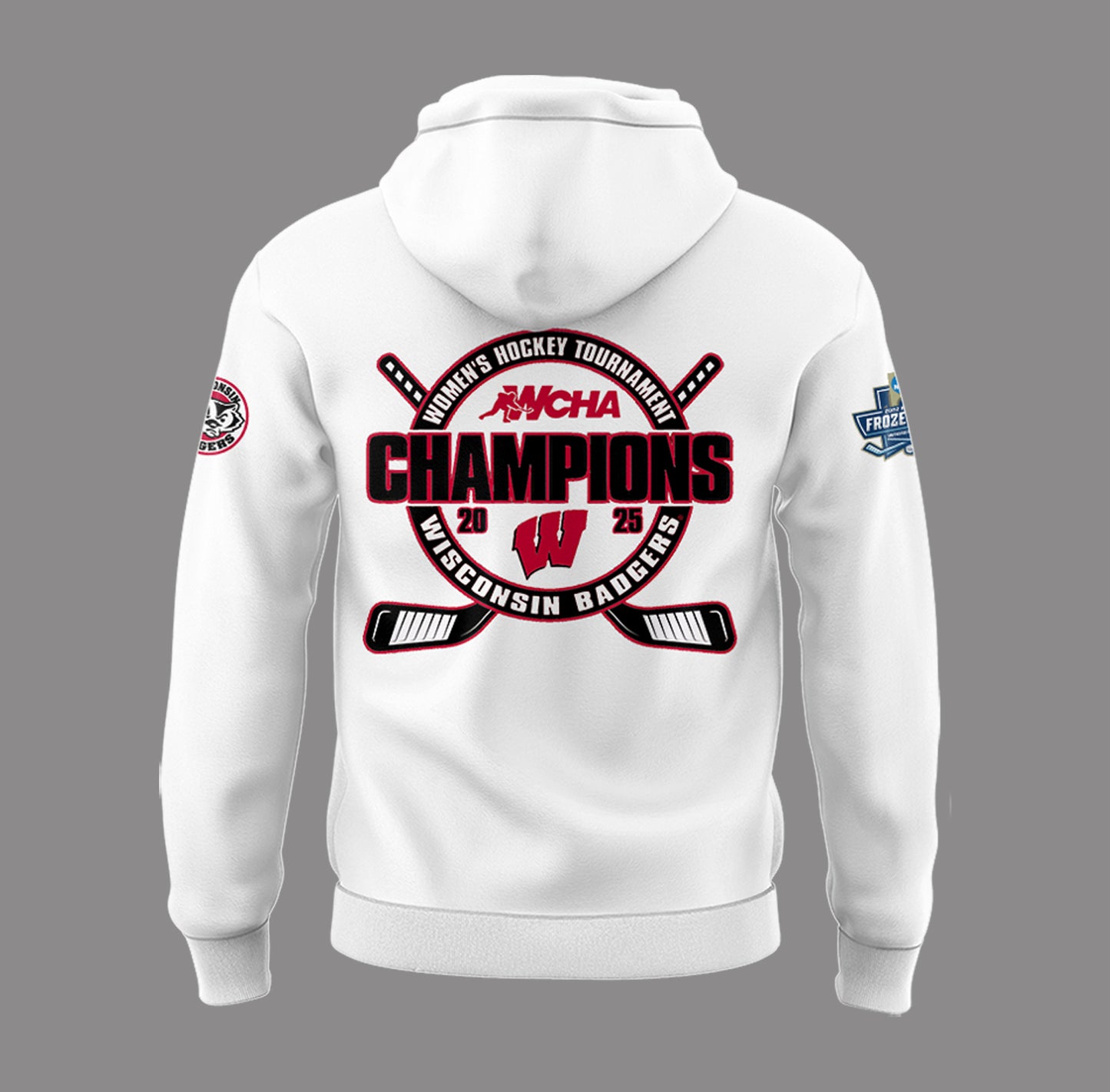 Wisconsin Badgers 2025 Women's Hockey Tournament Champions Hoodie-PA03242508