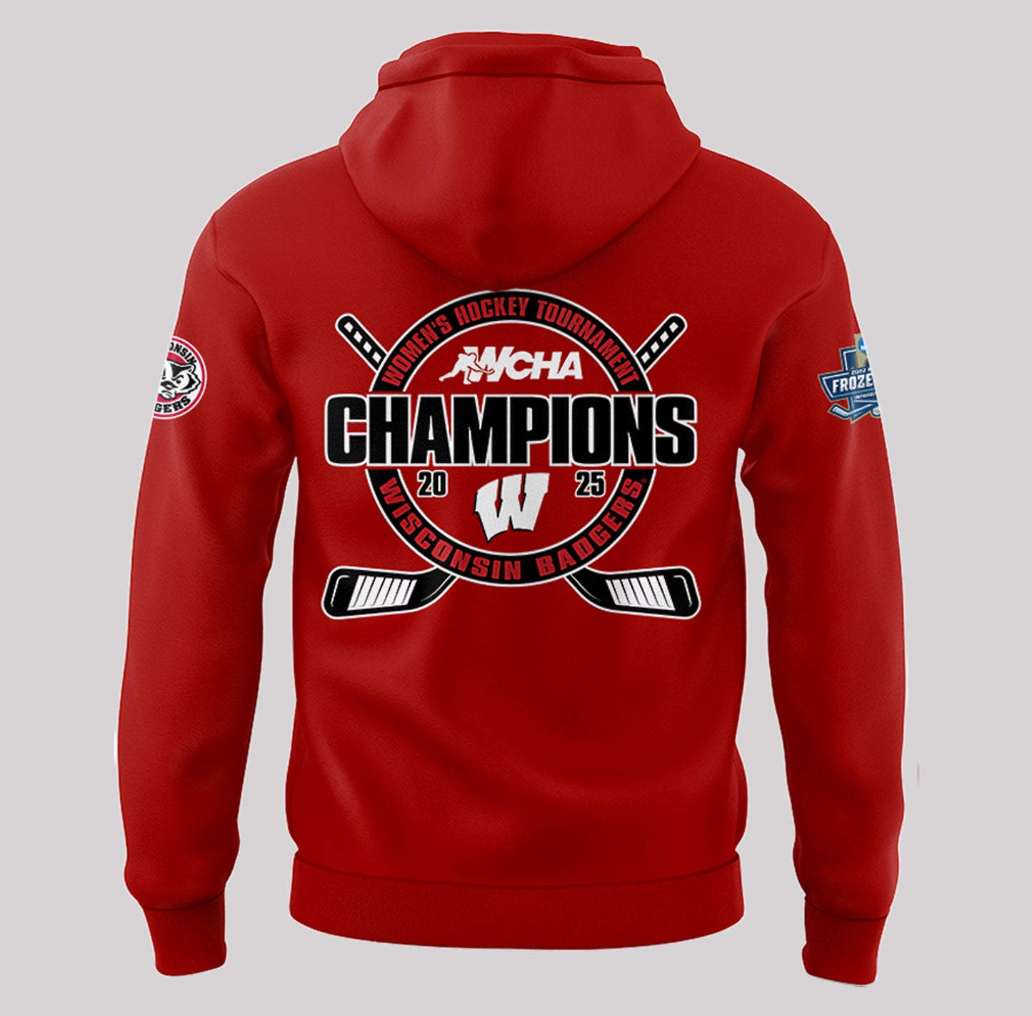 Wisconsin Badgers 2025 Women's Hockey Tournament Champions Hoodie-PA03252501