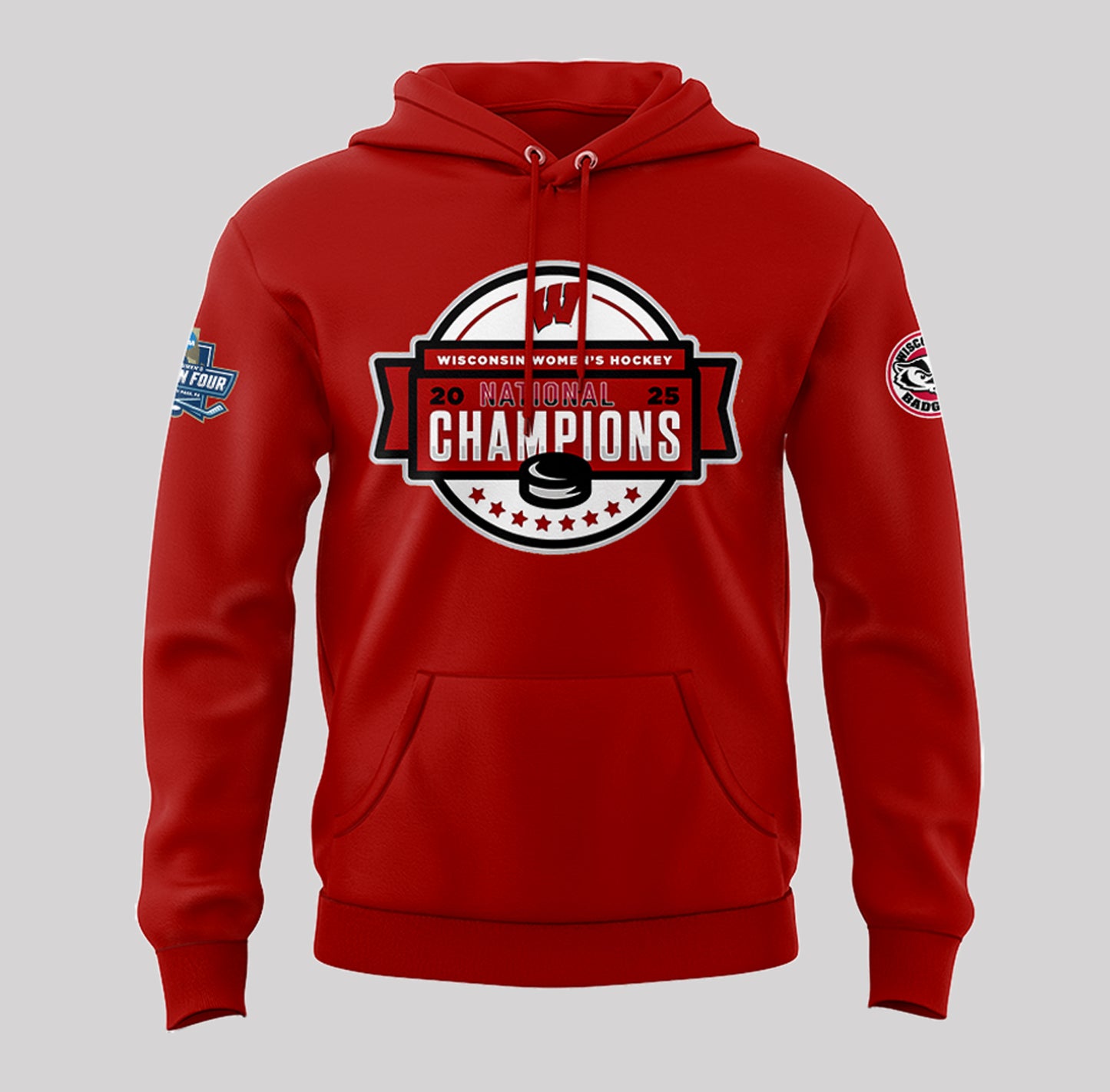 Wisconsin Badgers 2025 Women's Hockey Tournament Champions Hoodie