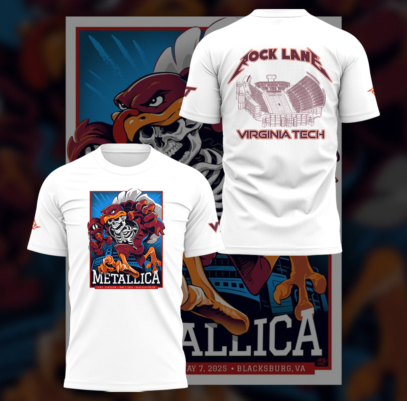 Metallica x Virginia Tech "Lane Rocked" T-Shirt - Exit Light Enter Night Shirt