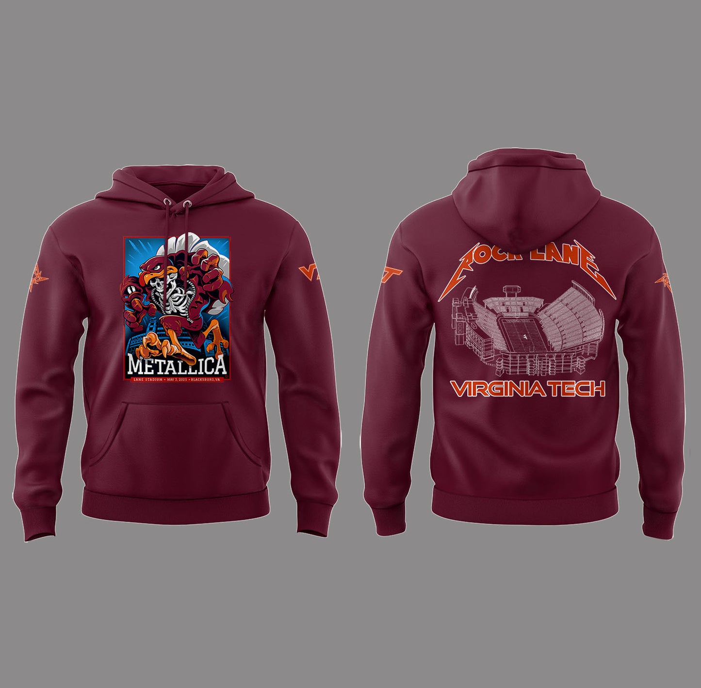 Metallica x Virginia Tech "Lane Rocked" Hoodie - Exit Light Enter Night Shirt