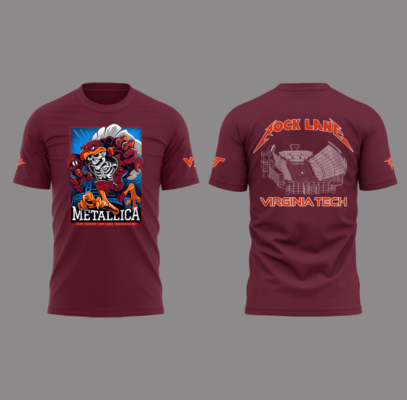 Metallica x Virginia Tech "Lane Rocked" T-Shirt - Exit Light Enter Night Shirt