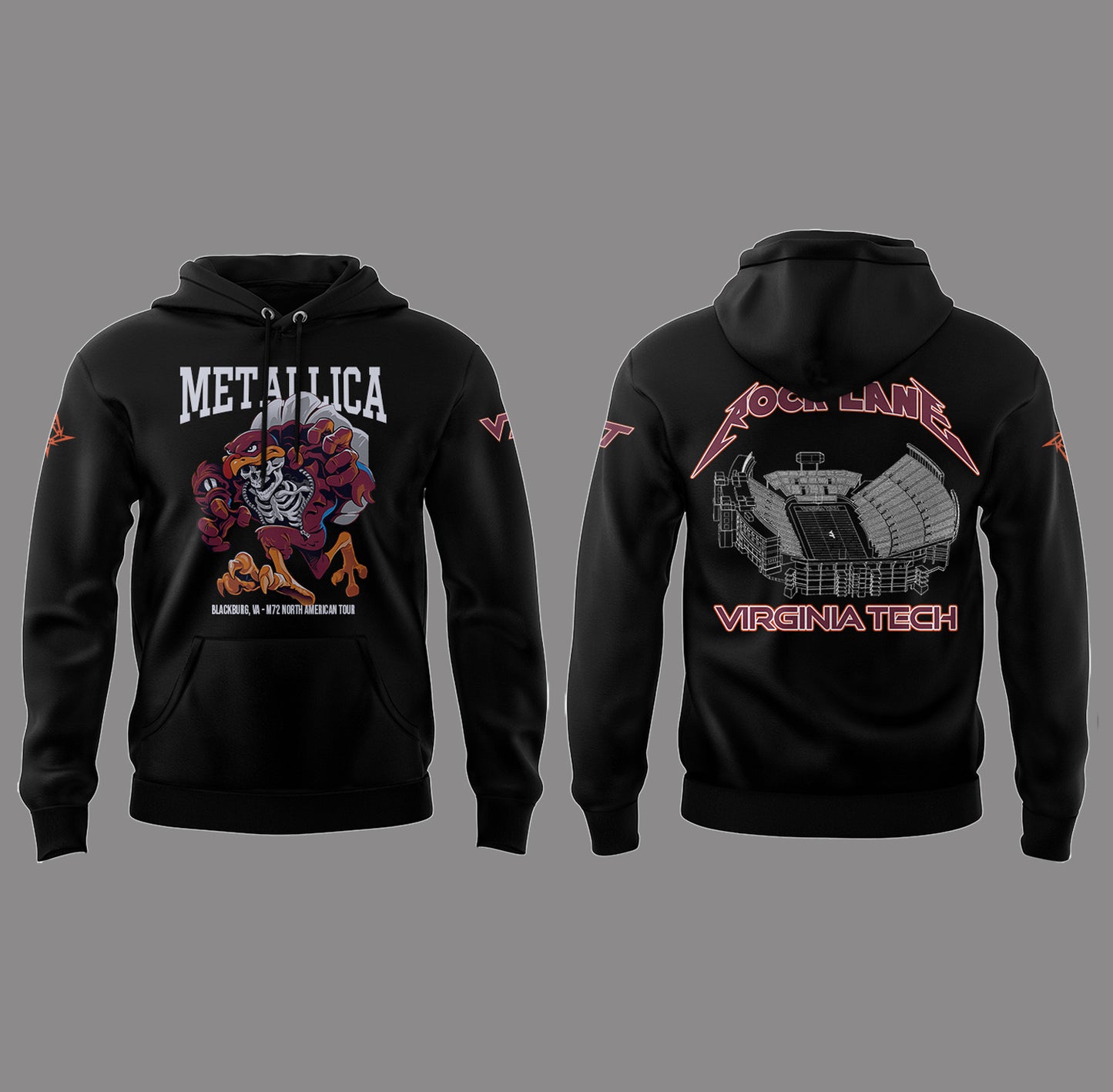 Metallica x Virginia Tech "Lane Rocked" Hoodie - Exit Light Enter Night Shirt