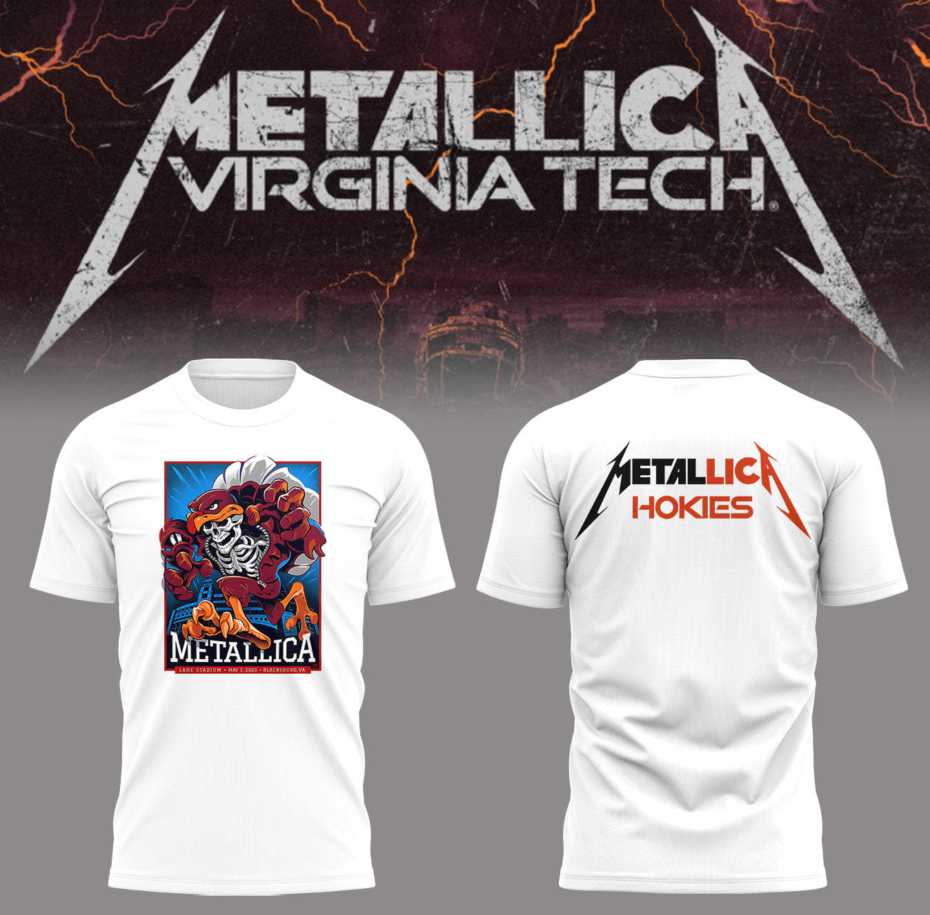 Metallica x Virginia Tech "Lane Rocked" T-Shirt - Exit Light Enter Night Shirt