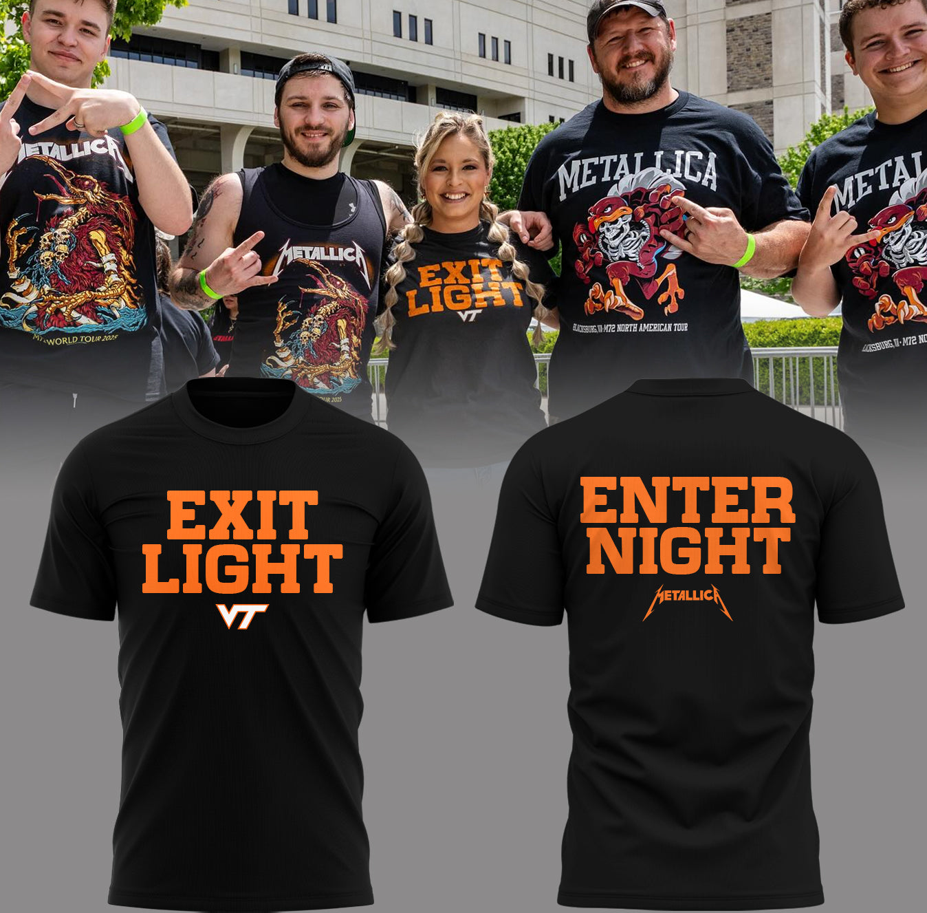 Virginia Tech Music Concert Black T-Shirt - Exit Light Enter Night Shirt
