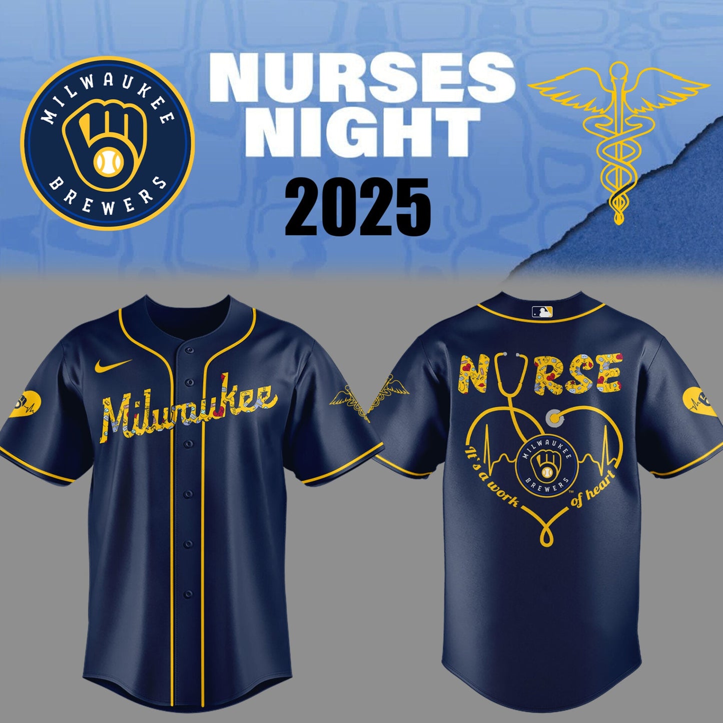 Milwaukee Brewers Baseball Navy Jersey