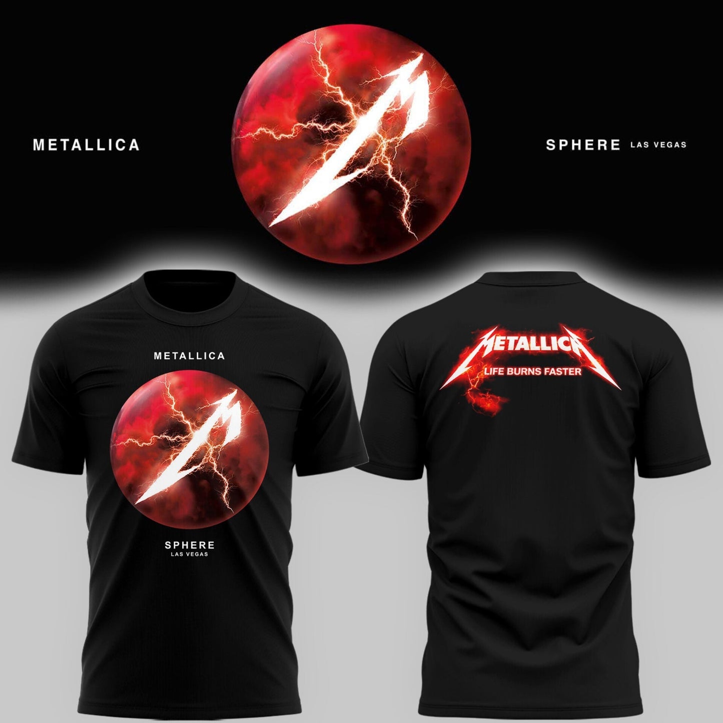 Metallica "Life Burns Faster" Sphere Las Vegas Residency Graphic T-Shirt