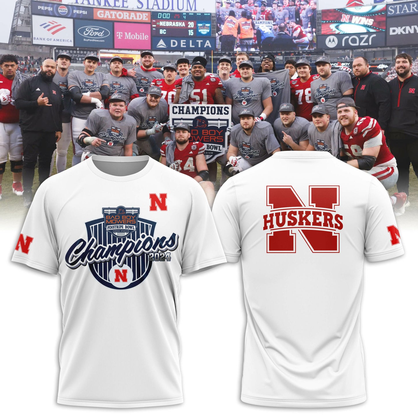 2025 Nebraska Cornhuskers Premium Merch - Nebraska Football Pinstripe Bowl Limited T-Shirt