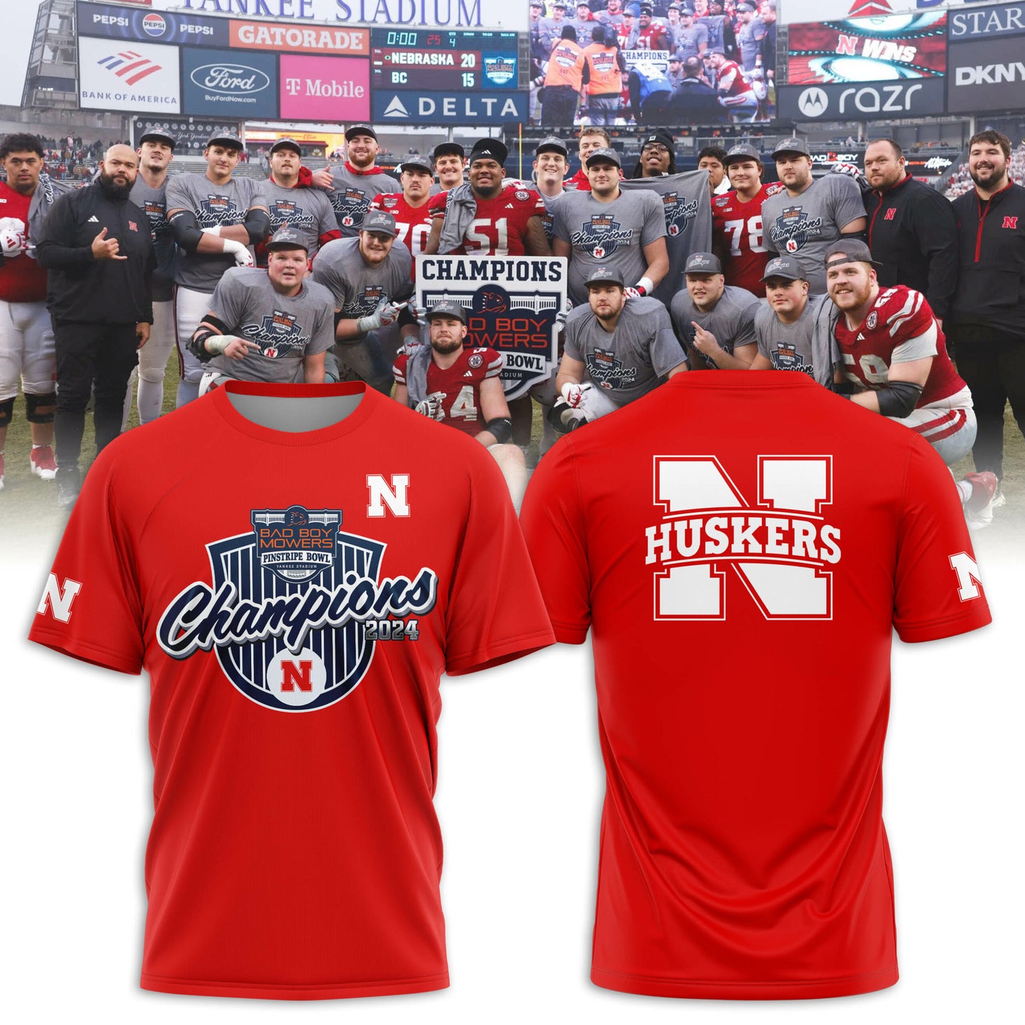 2025 Nebraska Cornhuskers Premium Merch - Nebraska Football Pinstripe Bowl Limited T-Shirt