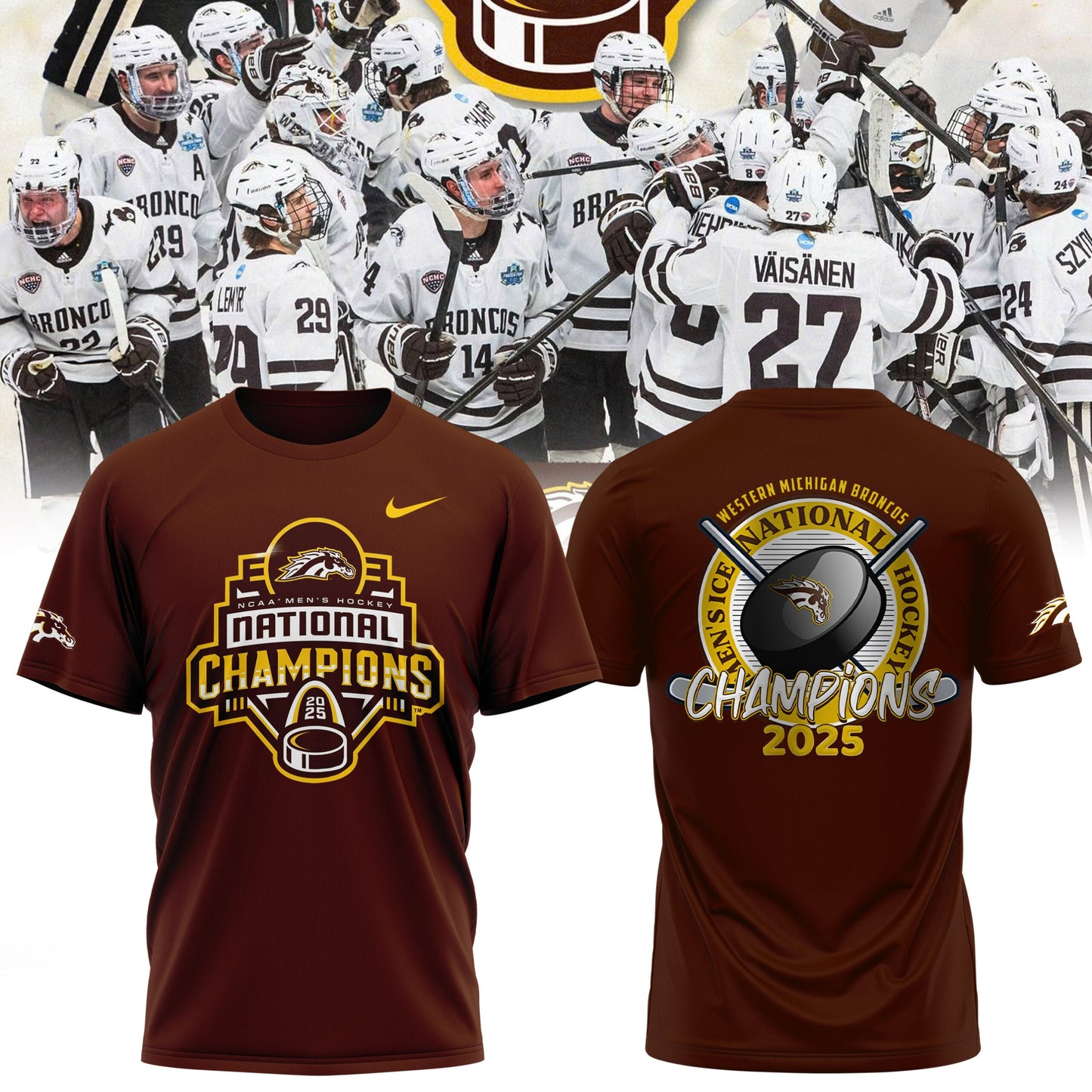 Western Michigan Broncos Men’s Ice Hockey National Champions 2025 T-Shirt