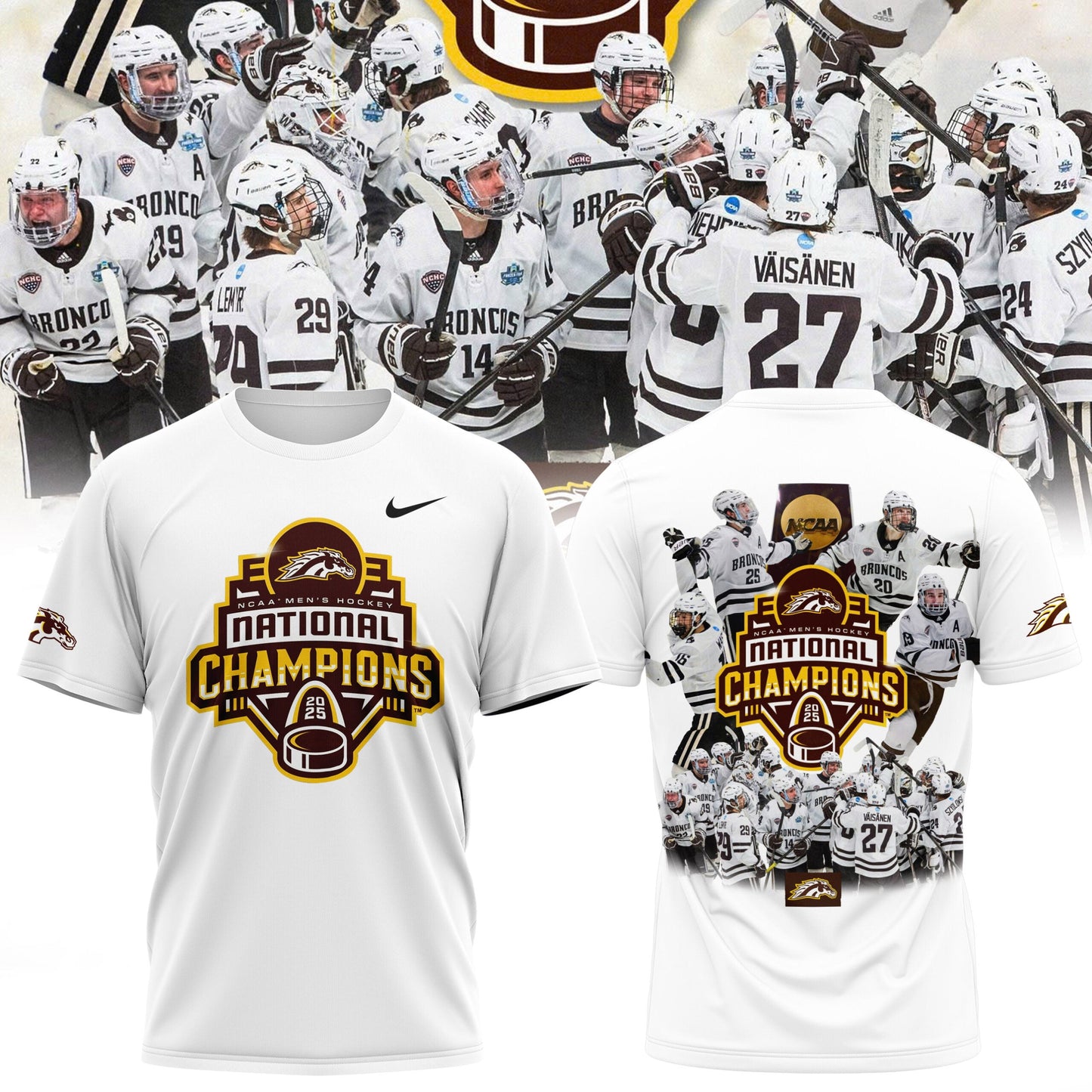 Western Michigan Broncos Men’s Ice Hockey National Champions 2025 T-Shirt
