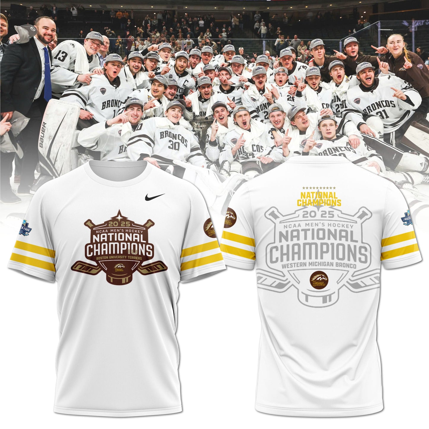 Western Michigan Broncos Men’s Ice Hockey National Champions 2025 T-Shirt