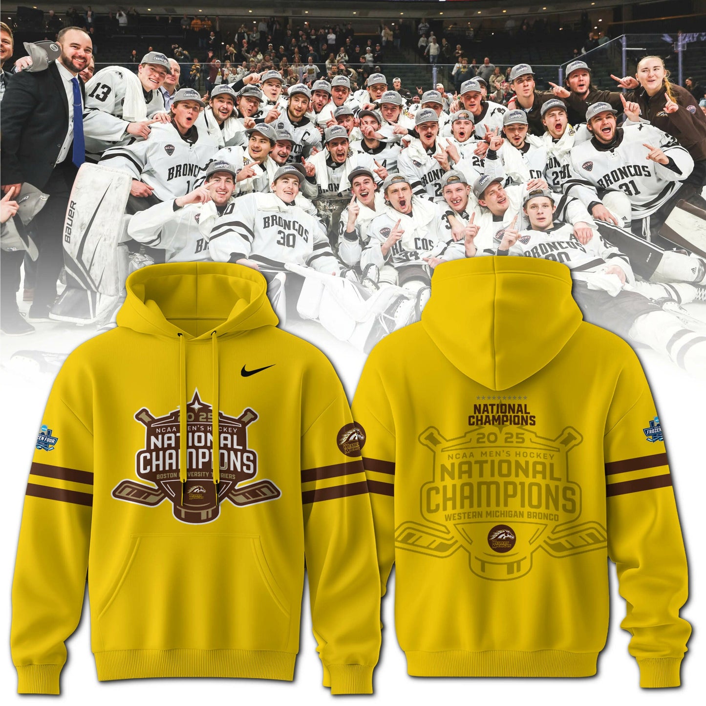 Western Michigan Broncos Men’s Ice Hockey National Champions 2025 Hoodie