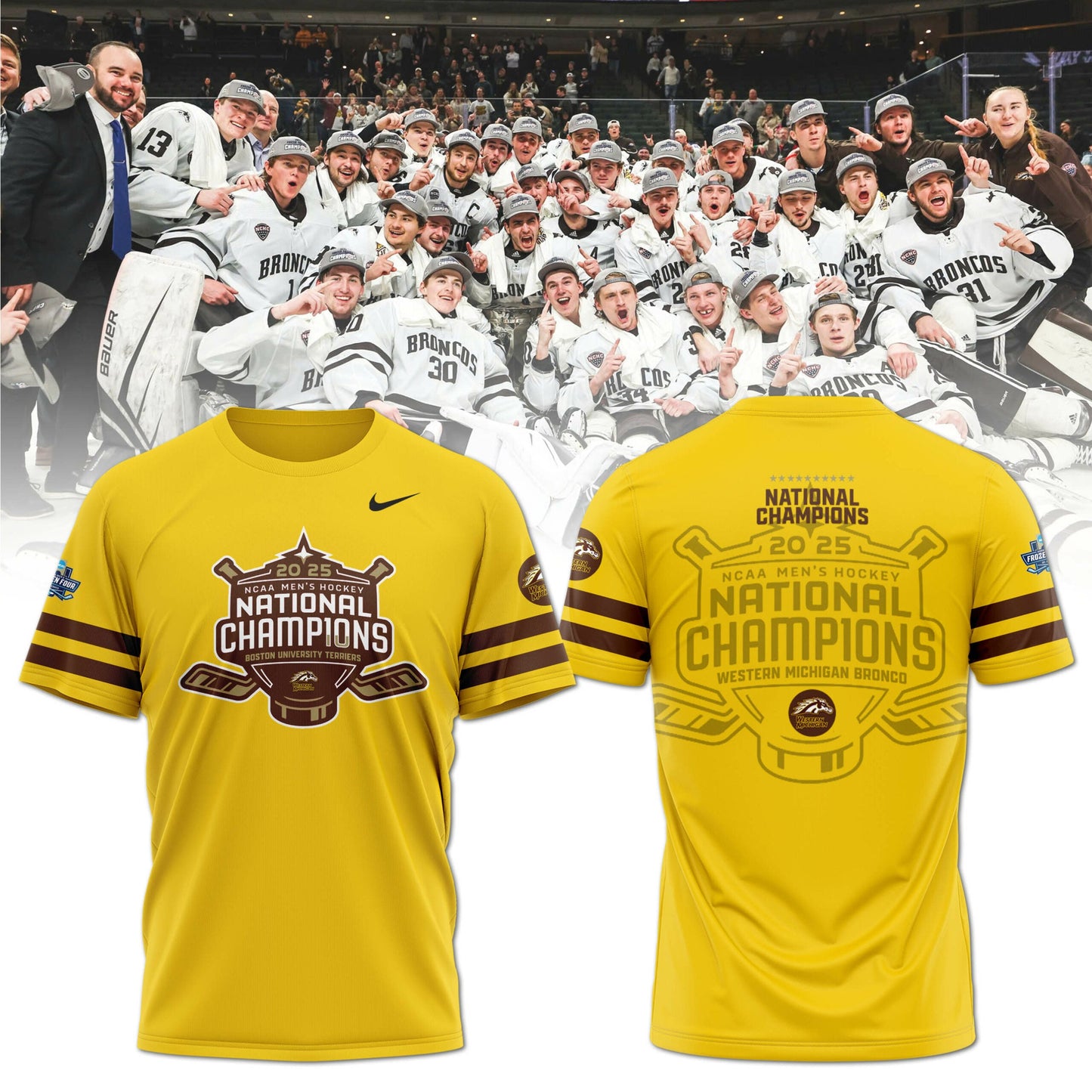 Western Michigan Broncos Men’s Ice Hockey National Champions 2025 T-Shirt