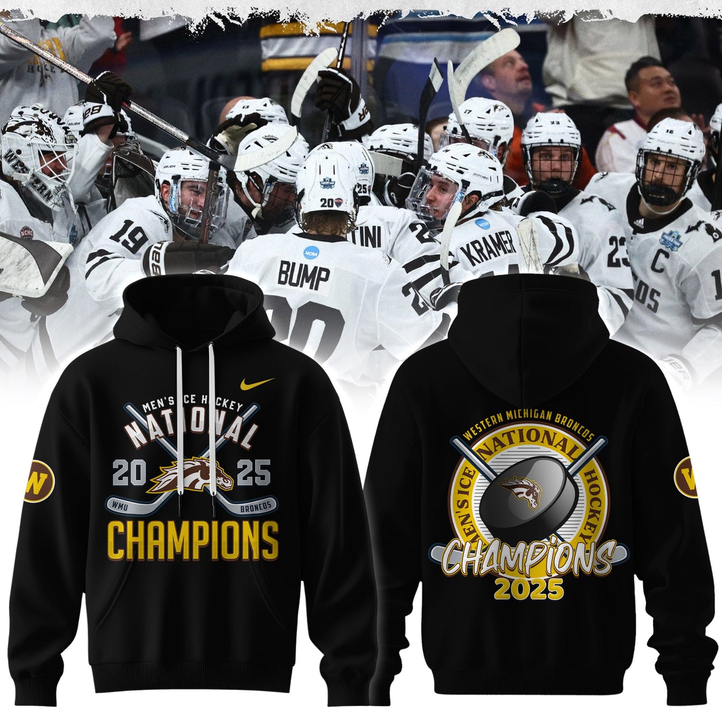 Western Michigan Broncos Men’s Ice Hockey National Champions 2025 Hoodie