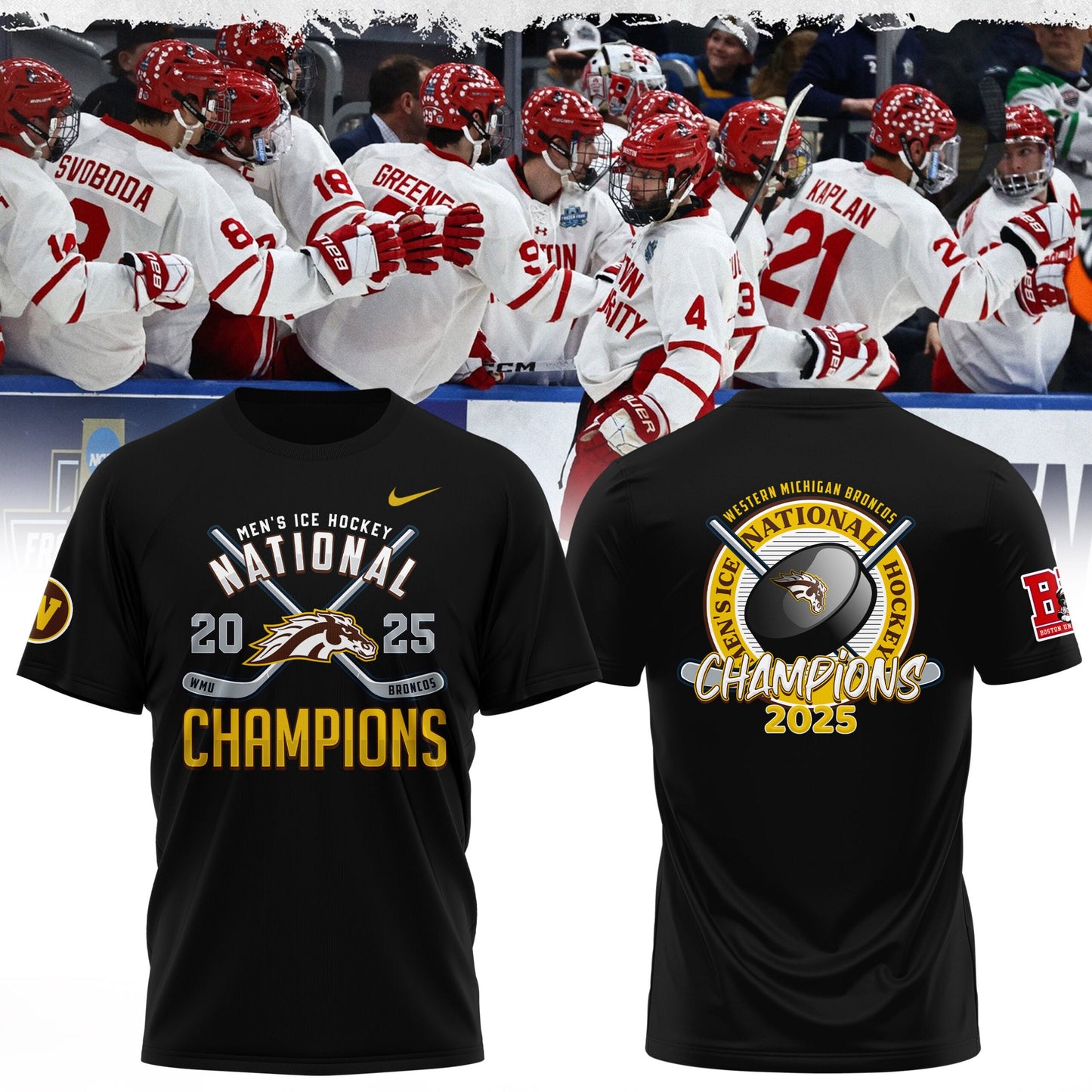 Western Michigan Broncos Men’s Ice Hockey National Champions 2025 T-Shirt
