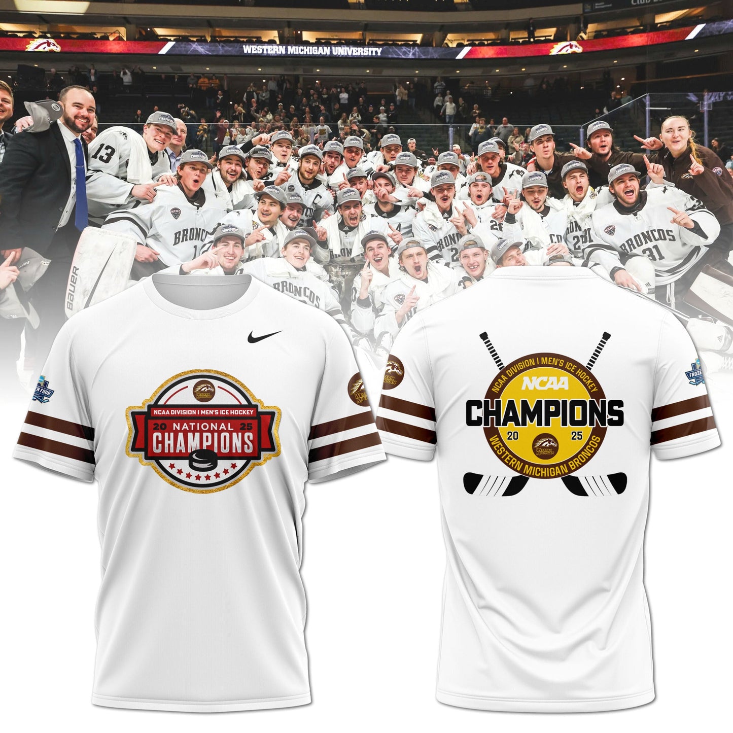 Western Michigan Broncos Men’s Ice Hockey National Champions 2025 T-Shirt