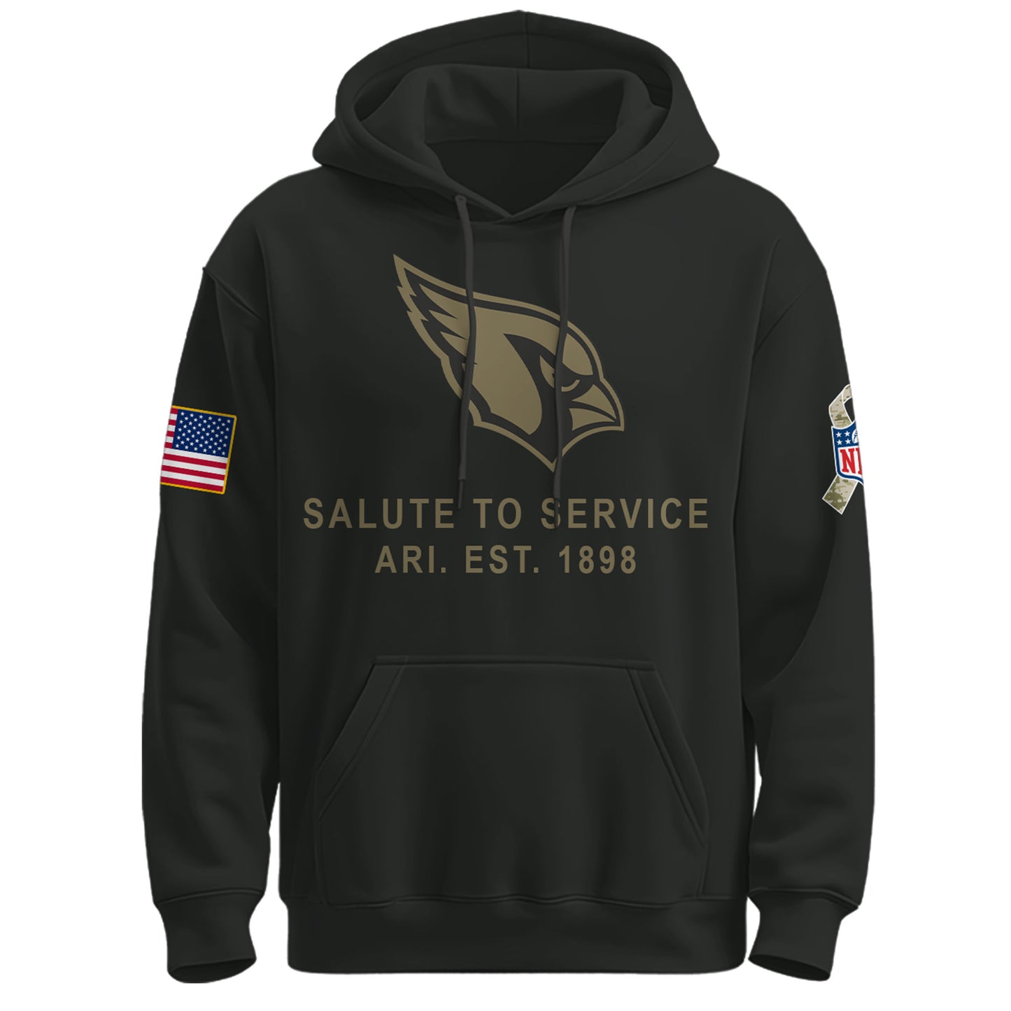 Arizona Cardinals Black 2025 Salute to Service Hoodie